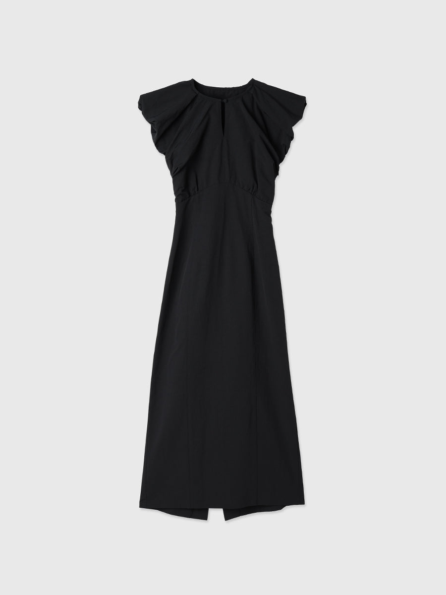 ショルダーデザインバックオープンワンピース