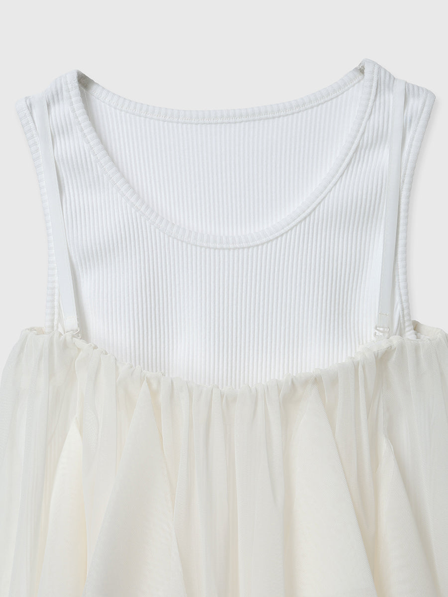 リブタンクセットボリュームチュールチュニック