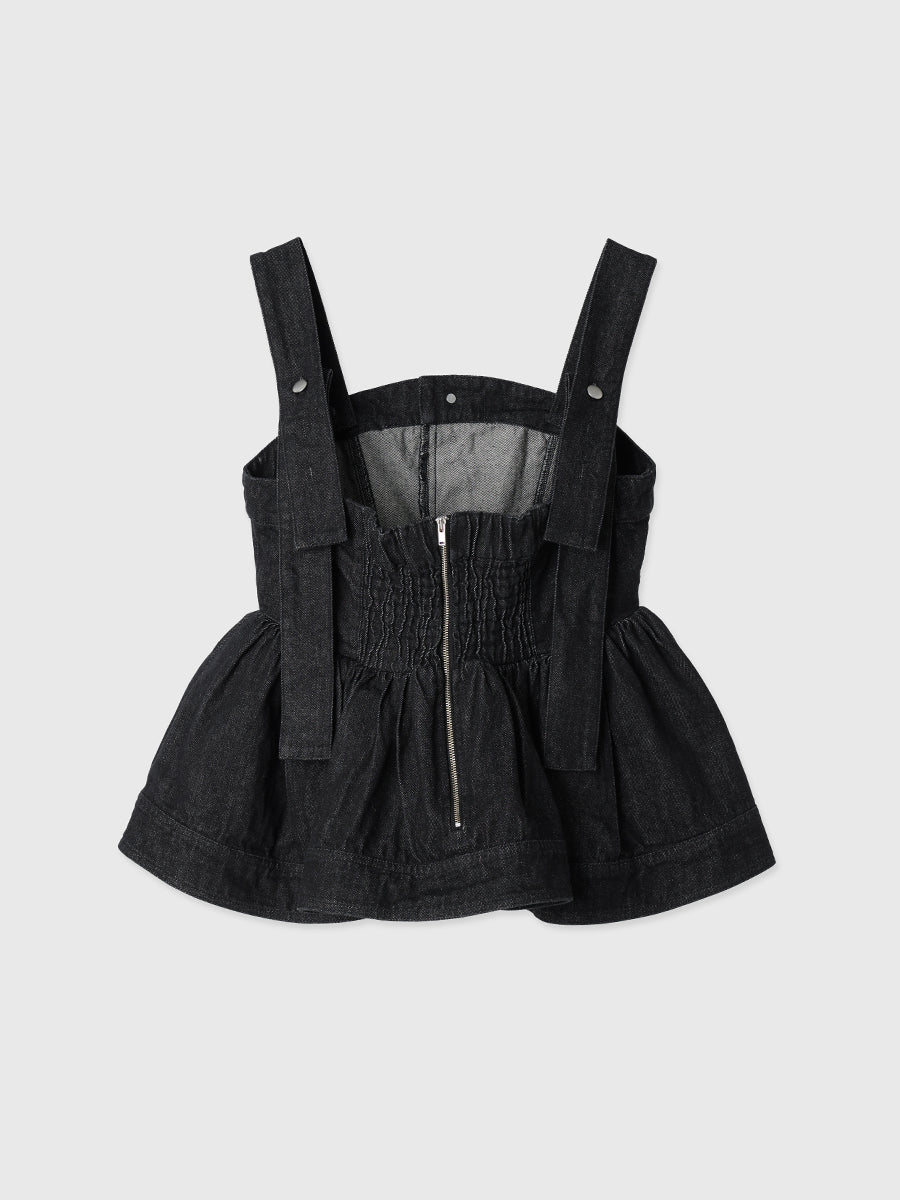 ペプラムデニムビスチェ