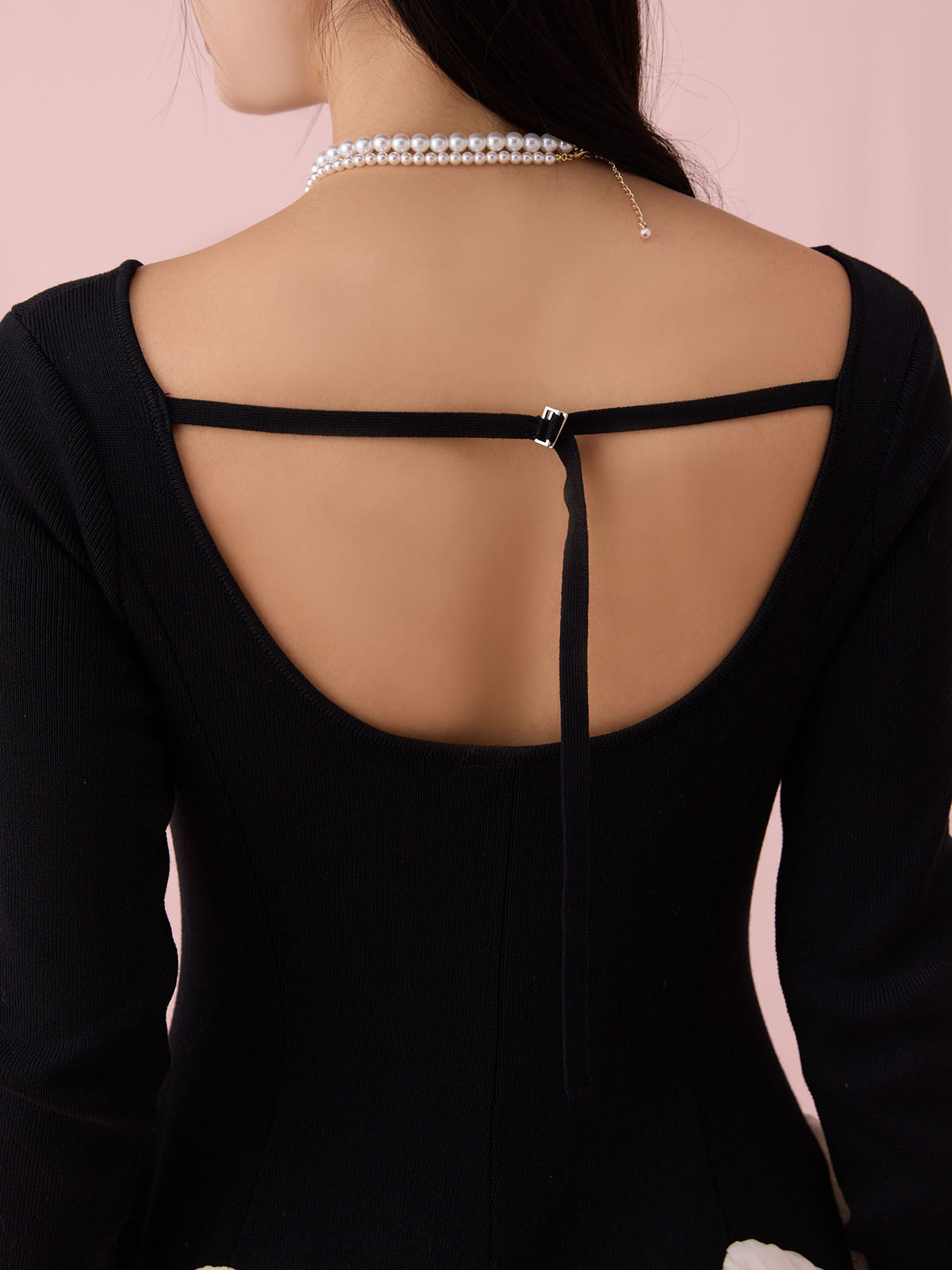 カーブシルエットニットコンビチュールフレアワンピース