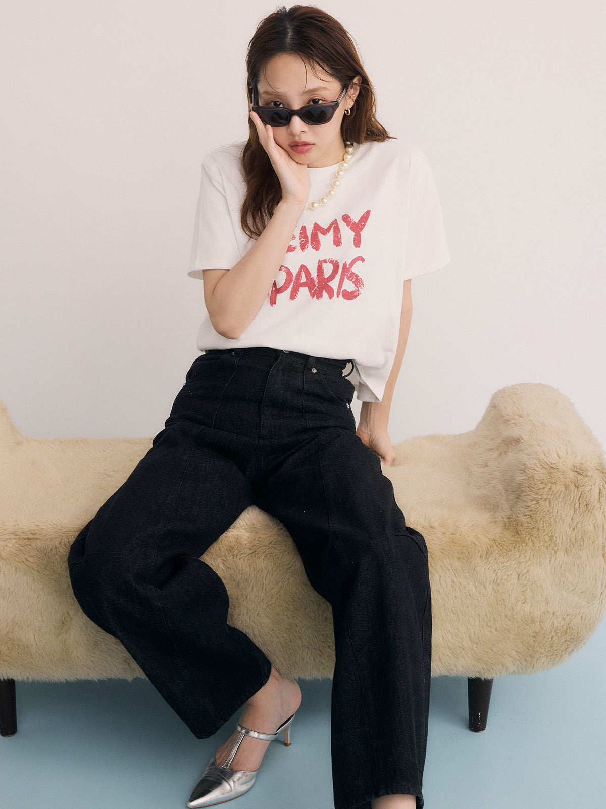 カービーパターンデニムパンツ