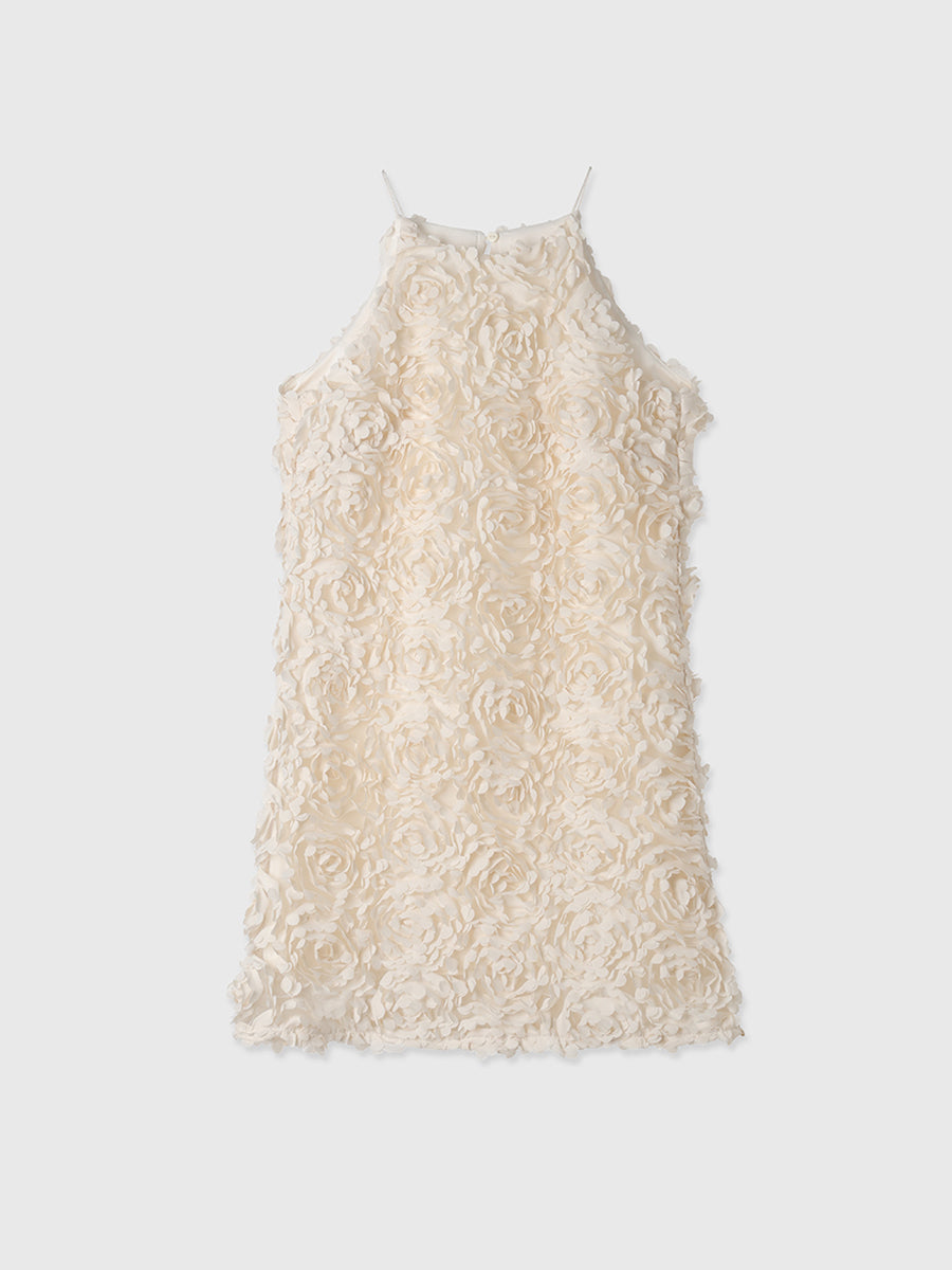 ボリュームフラワーモチーフアメスリワンピース
