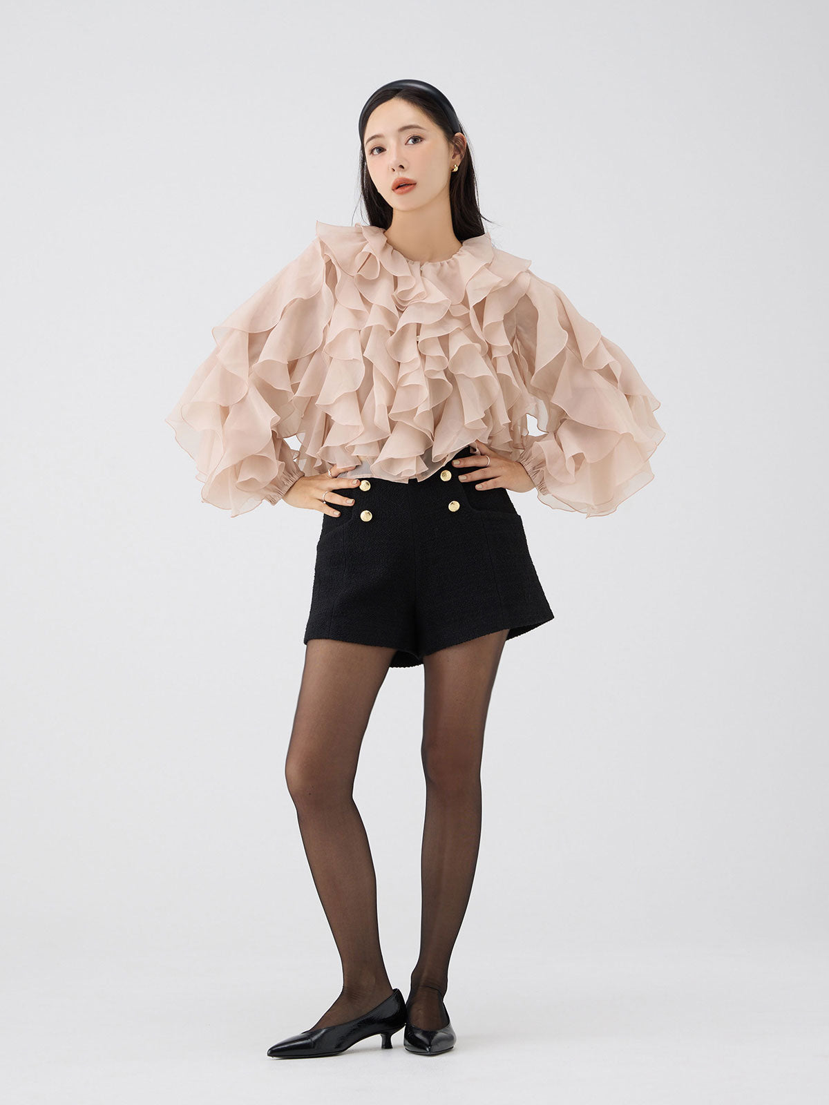 MODEL:165cm／COLOR:BLACK／SIZE:36