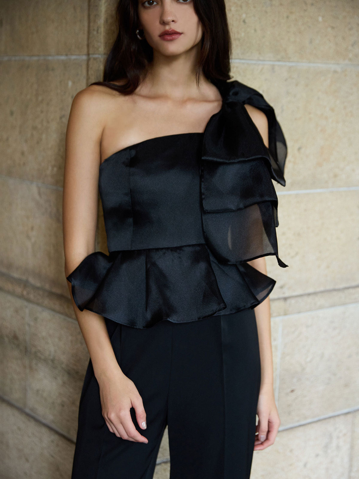 ビッグリボンペプラムオールインワン