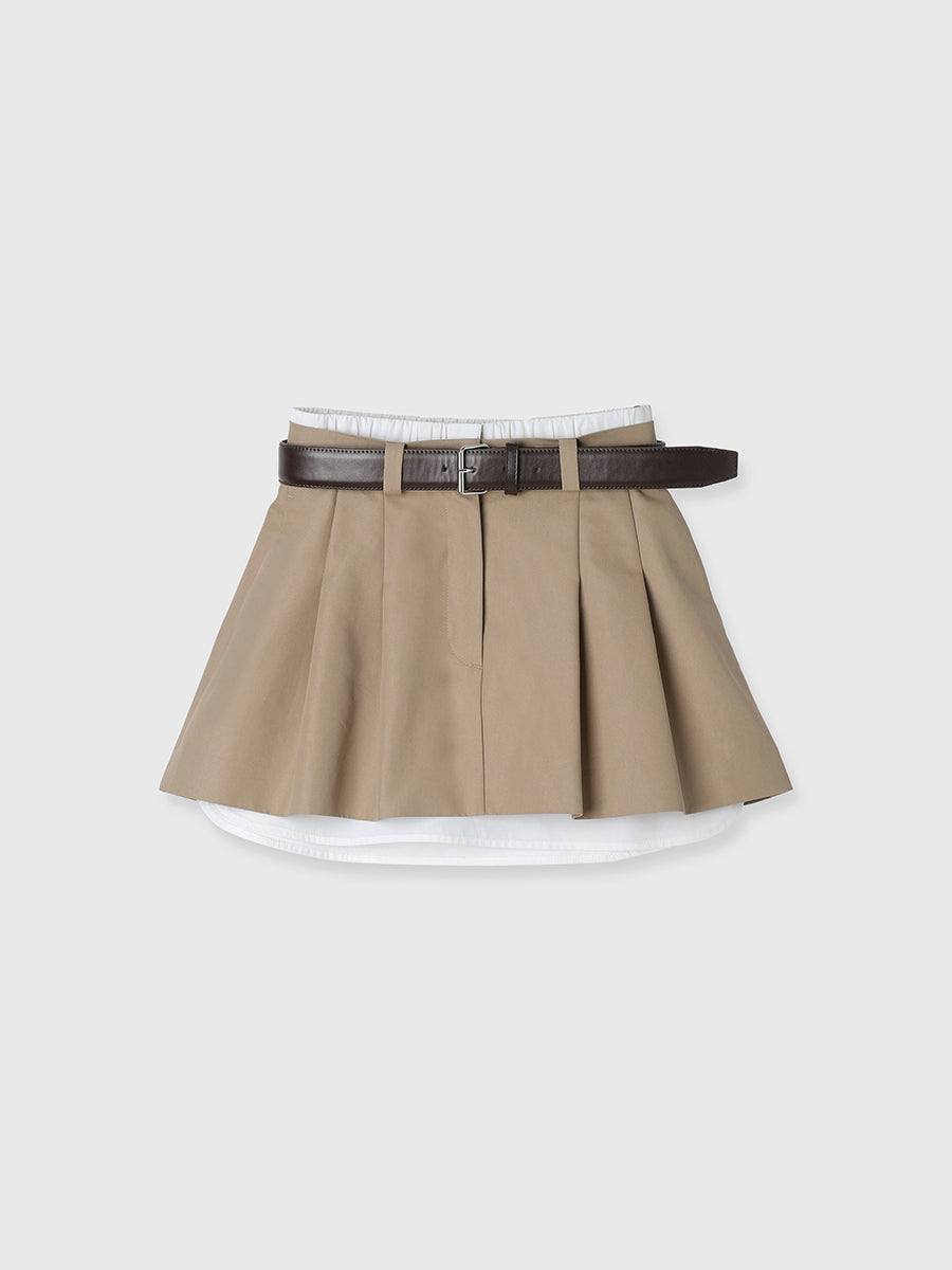 レイヤードプリーツミニスカート