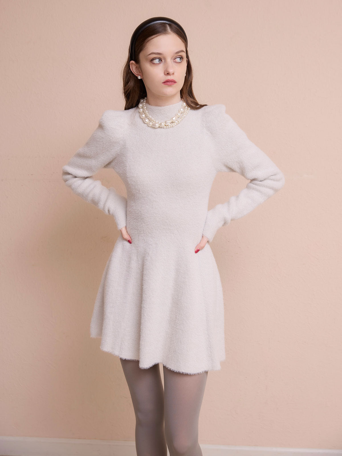 ラメシャギーニットミニワンピース