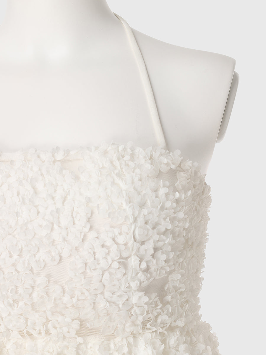 フラワーモチーフバルーンワンピース