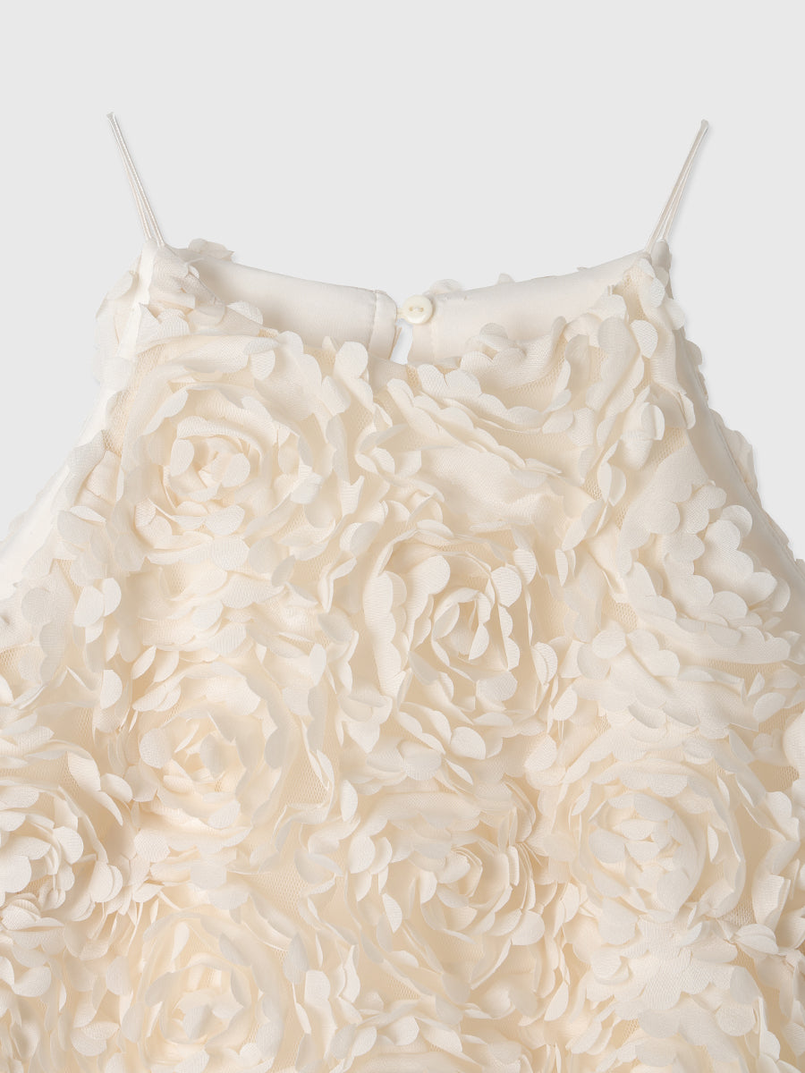 ボリュームフラワーモチーフアメスリワンピース