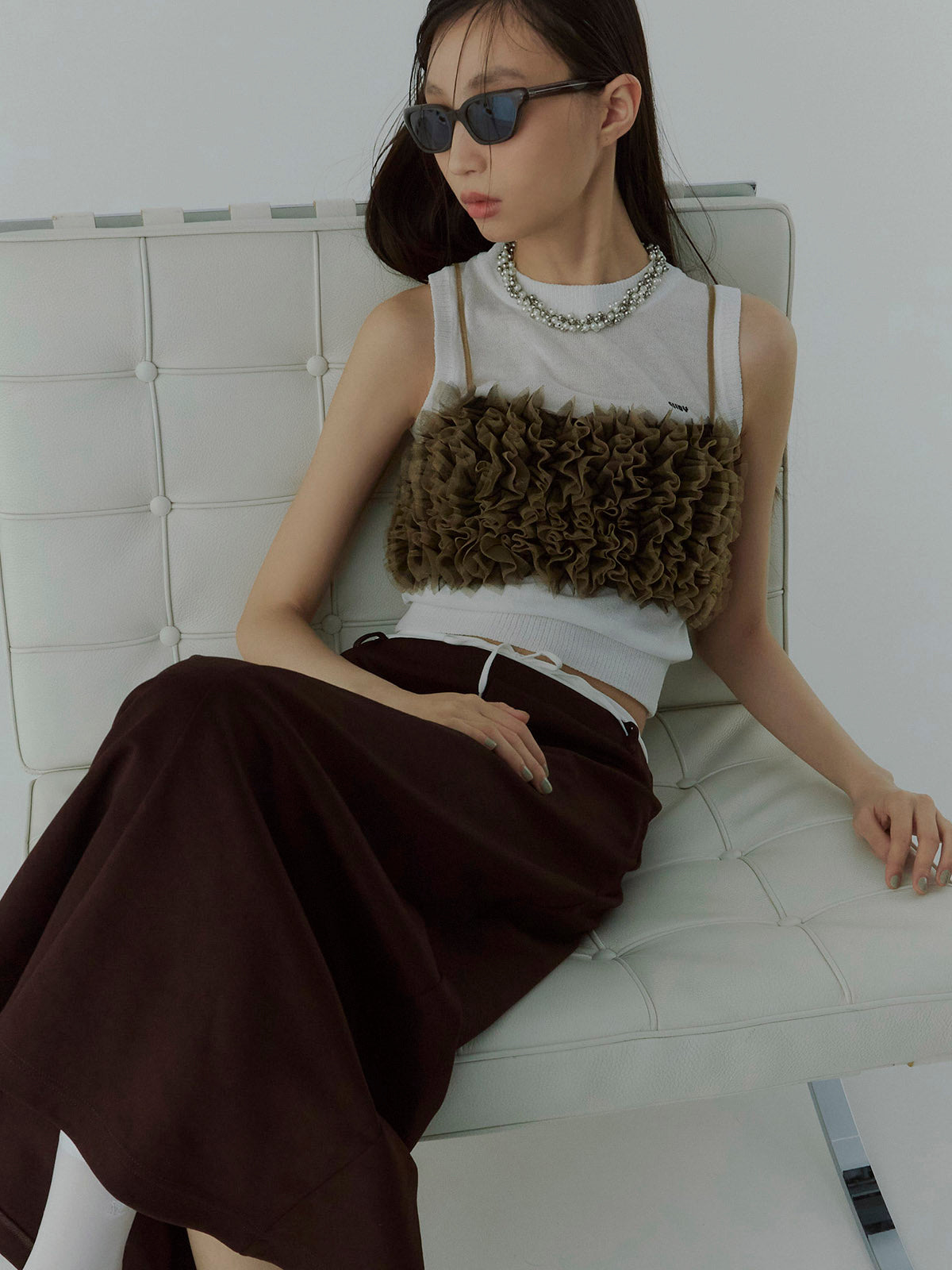 チュールフリルベアトップ