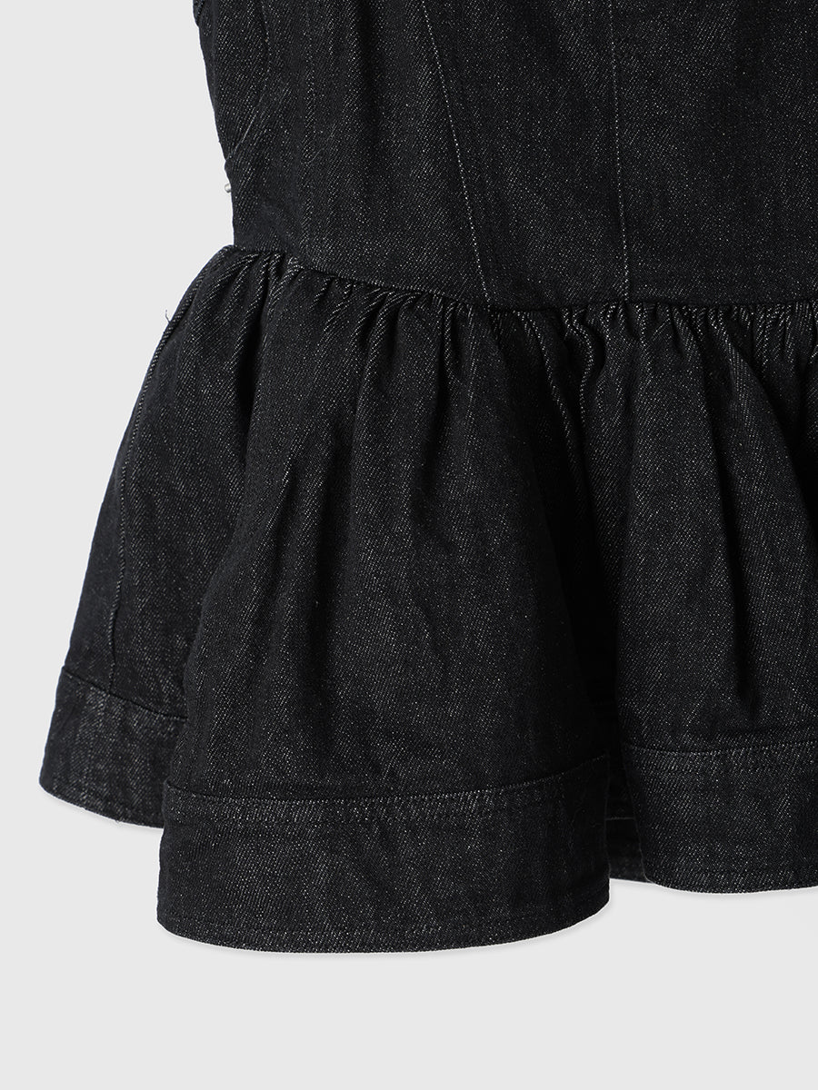 ペプラムデニムビスチェ