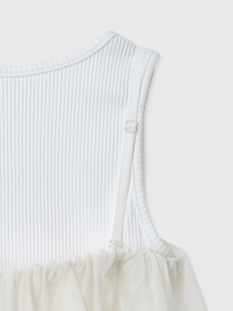 リブタンクセットボリュームチュールチュニック