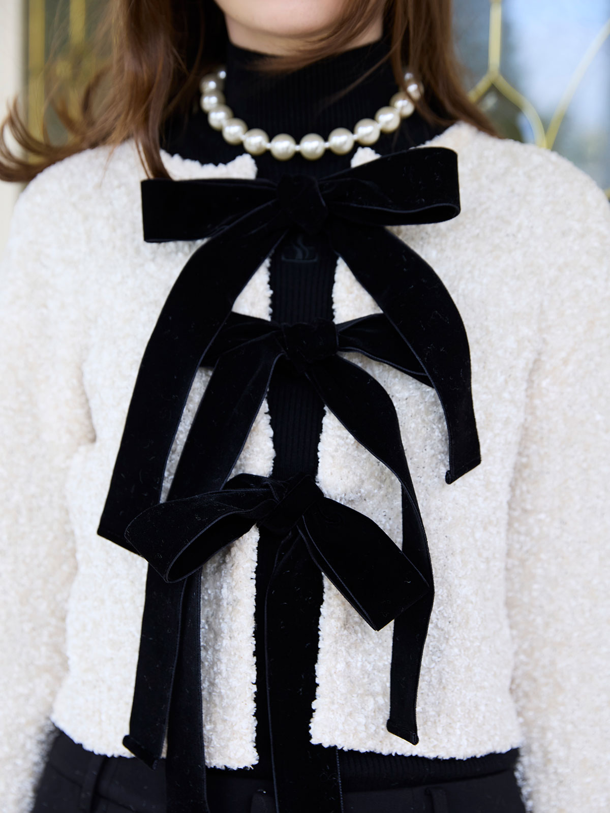 フロントリボンニットトップス