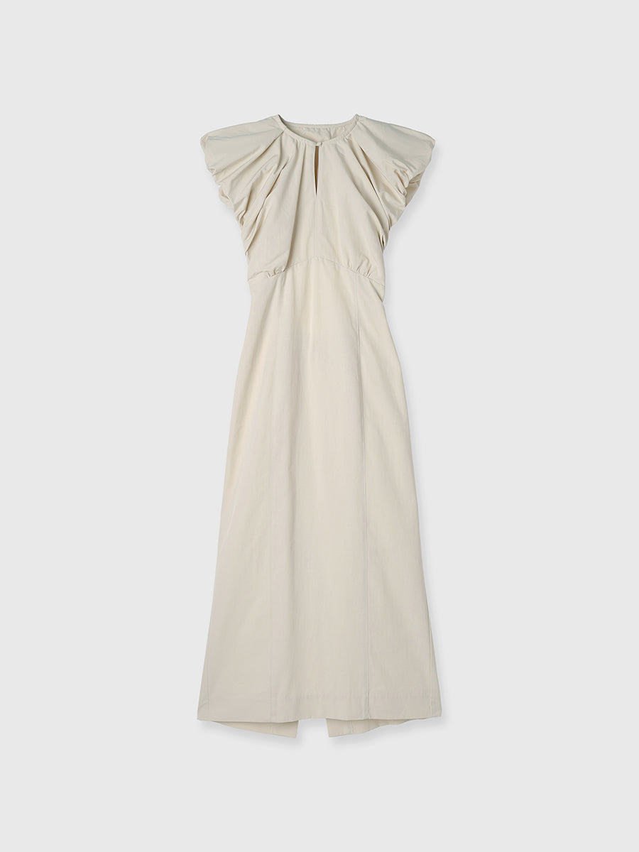 ショルダーデザインバックオープンワンピース