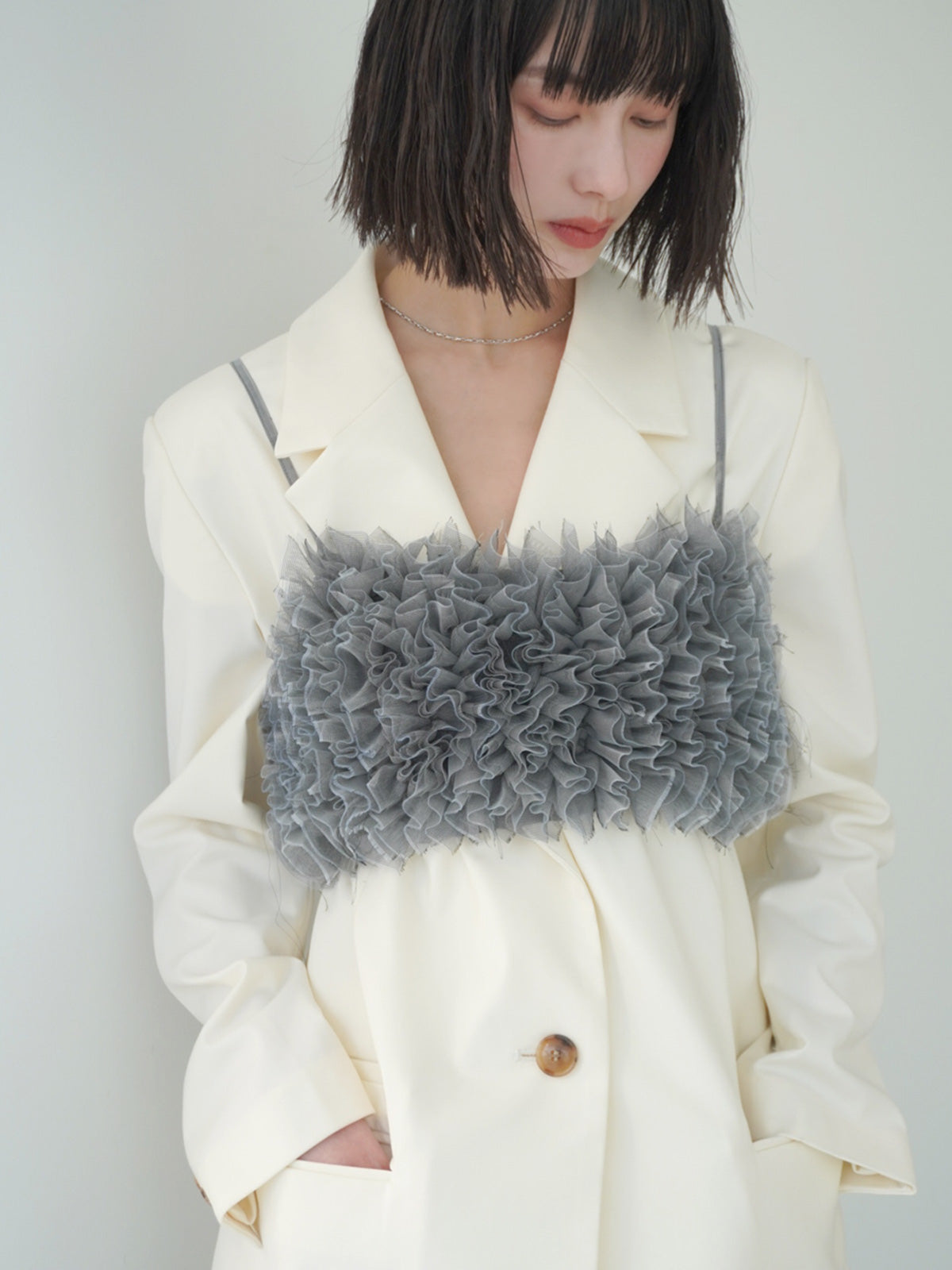 チュールフリルベアトップ