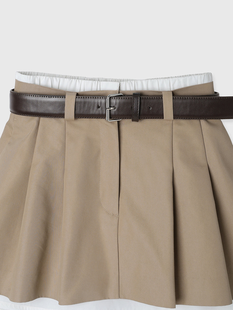 レイヤードプリーツミニスカート