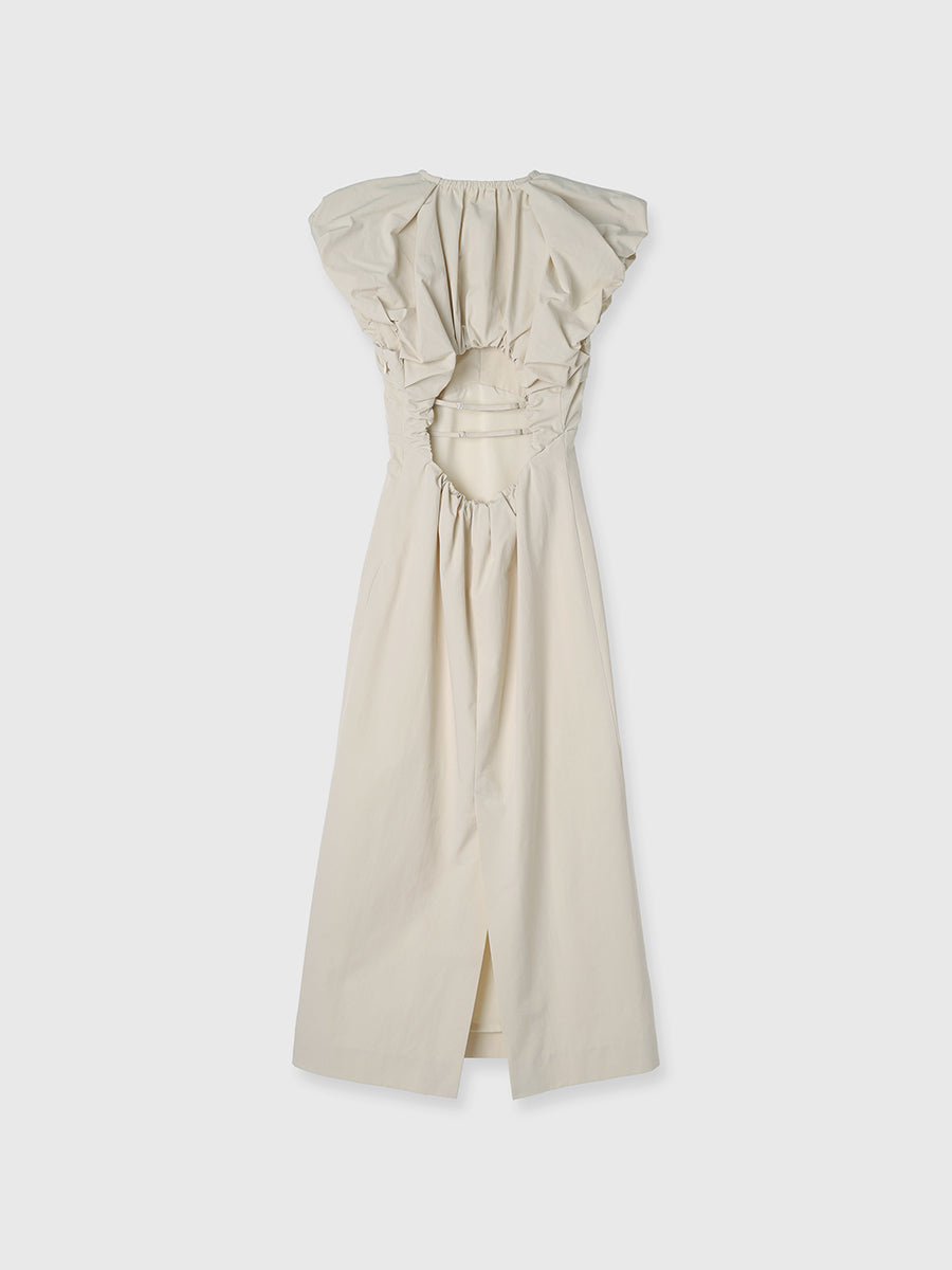 ショルダーデザインバックオープンワンピース