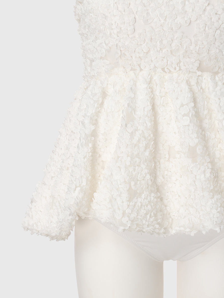 フラワーモチーフバルーンワンピース