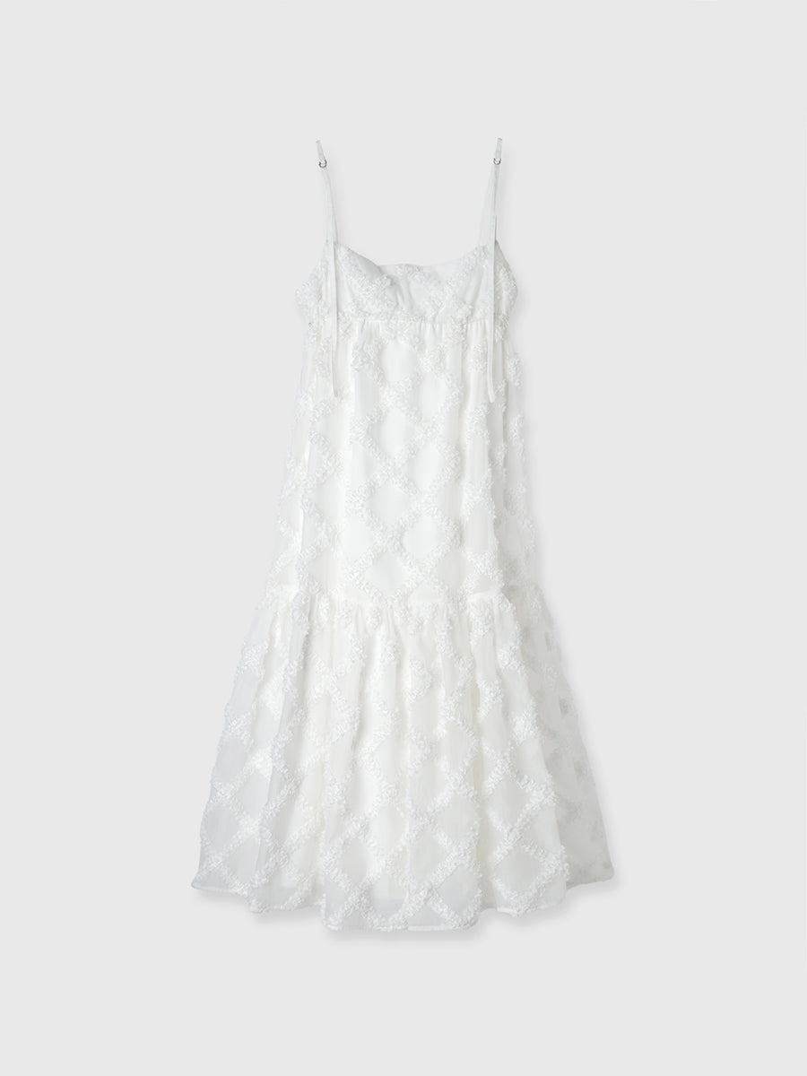 チェック刺繍ワンピース