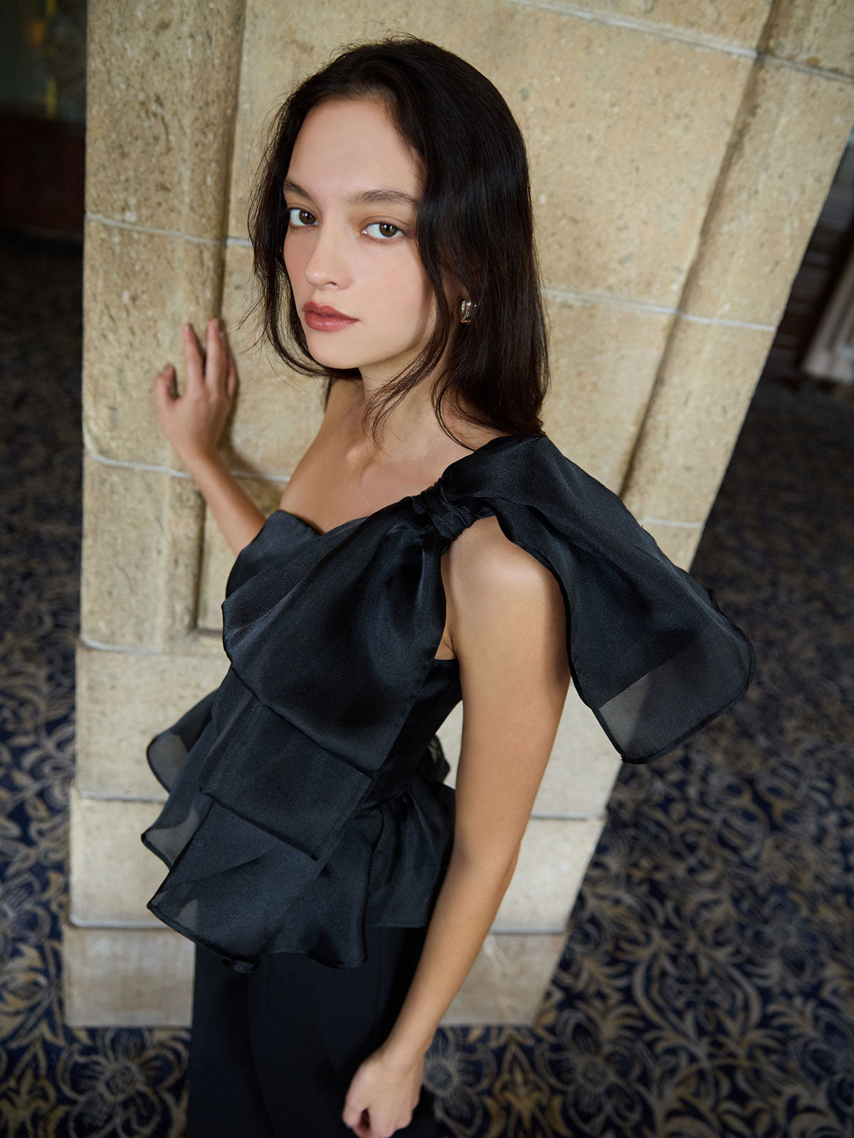 ビッグリボンペプラムオールインワン