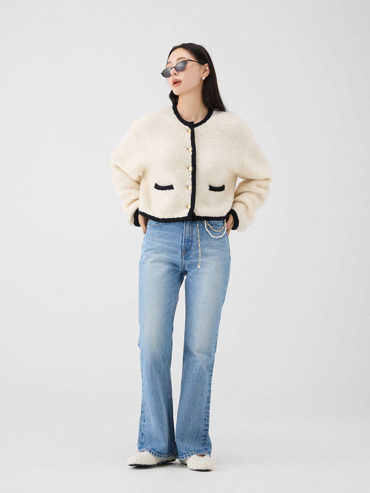 スリムフレアデニムパンツ