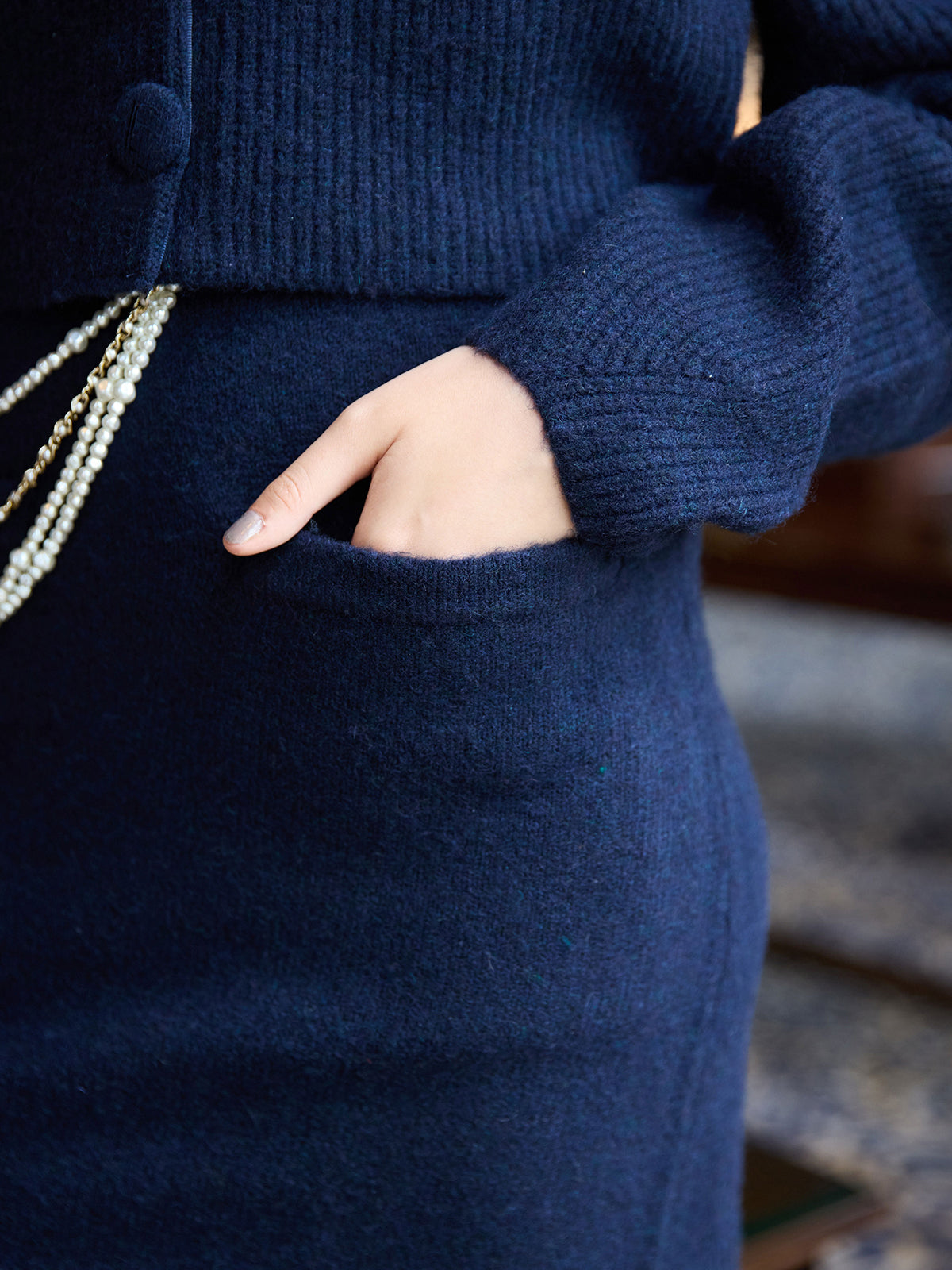 ロゴボタンニットセットワンピース