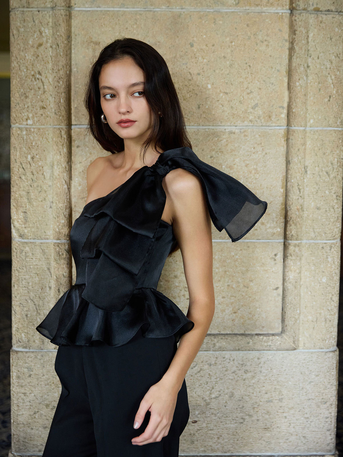 ビッグリボンペプラムオールインワン