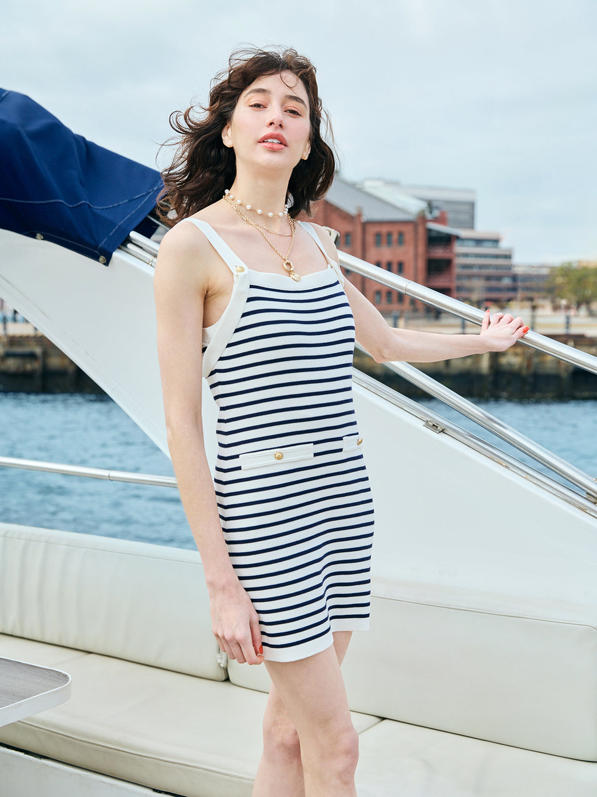 マリンボーダーニットセットワンピース