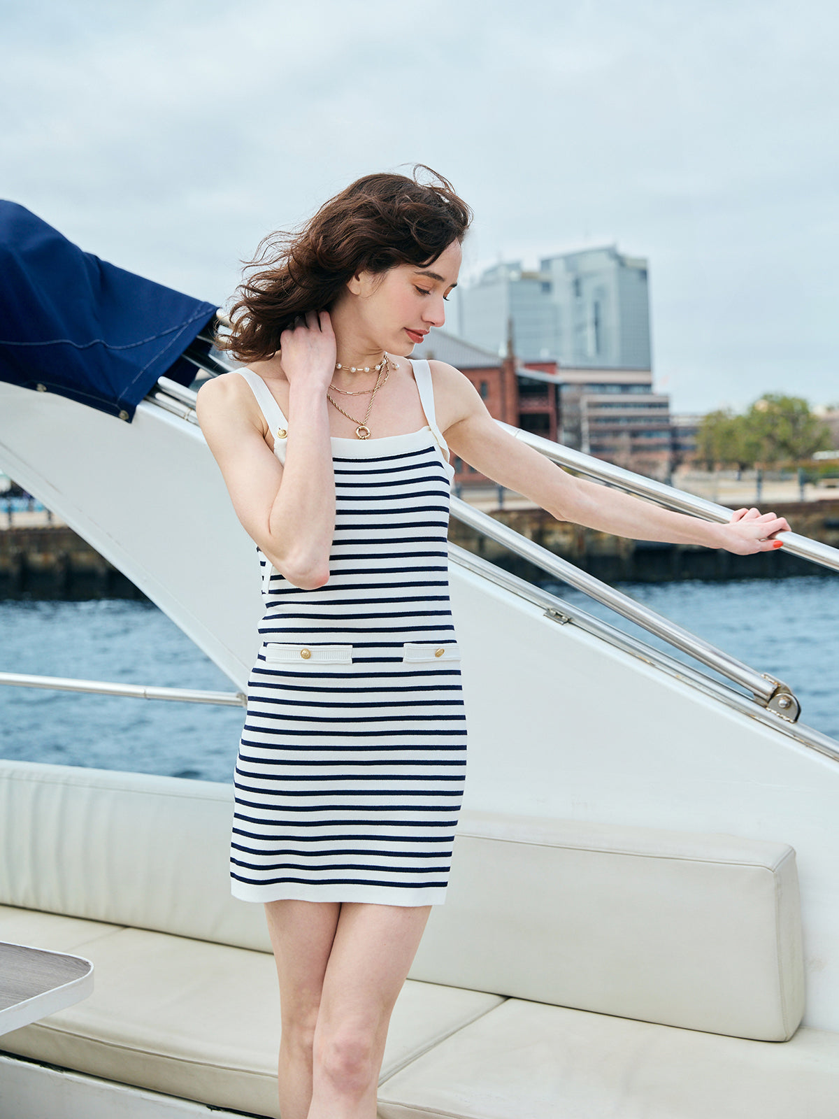 マリンボーダーニットセットワンピース