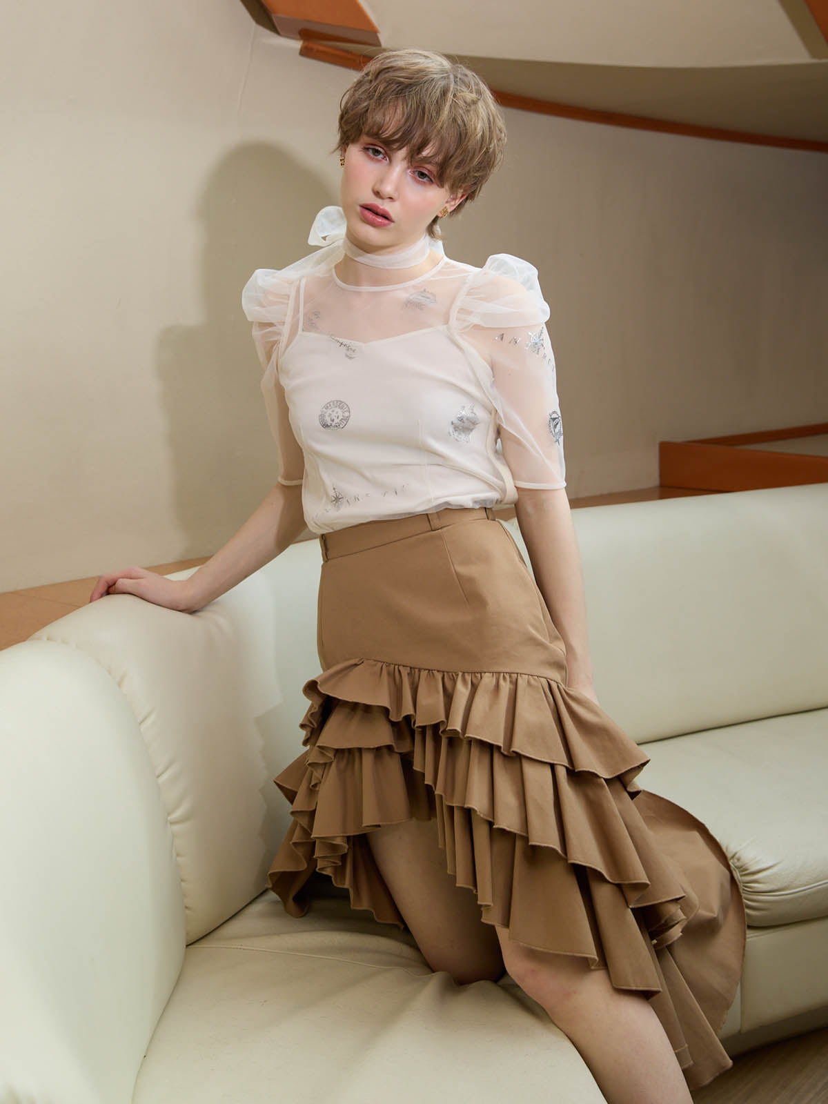 MARINEモチーフシアーブラウス