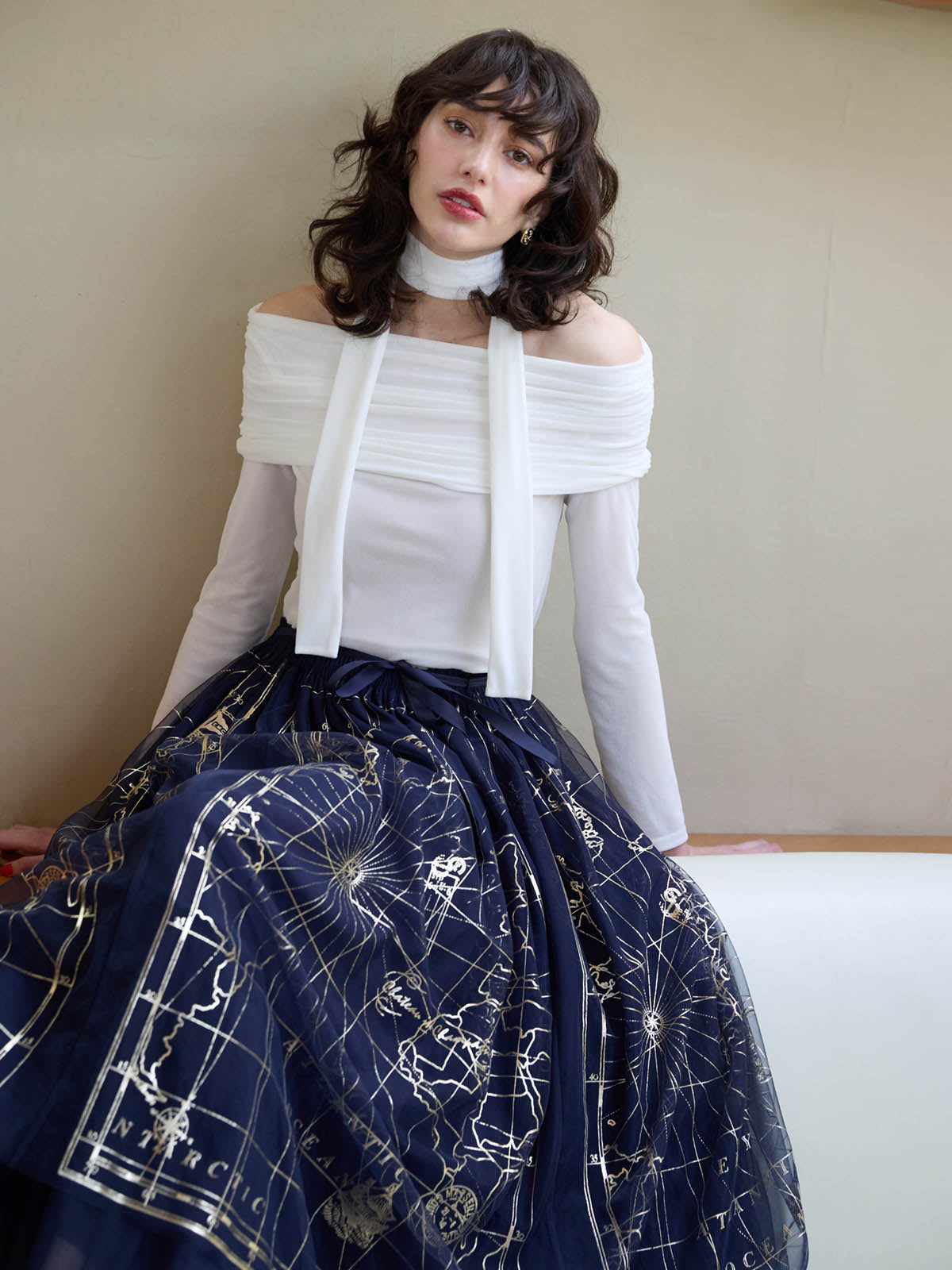 MARINEモチーフチュールスカート