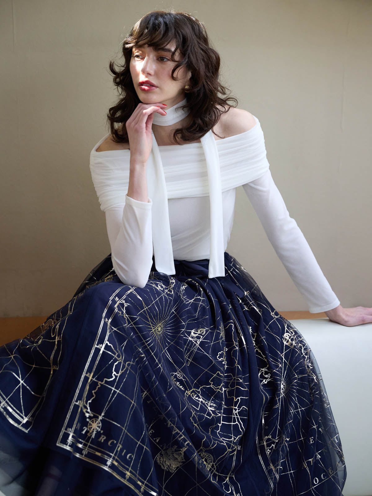 MARINEモチーフチュールスカート