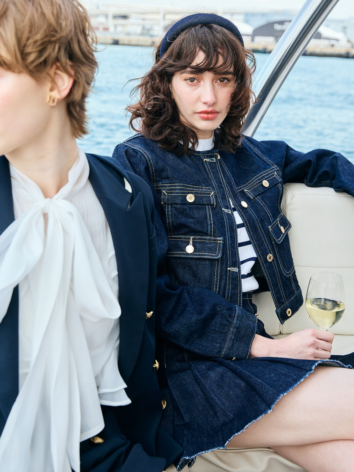 ビットプリーツデニムスカート