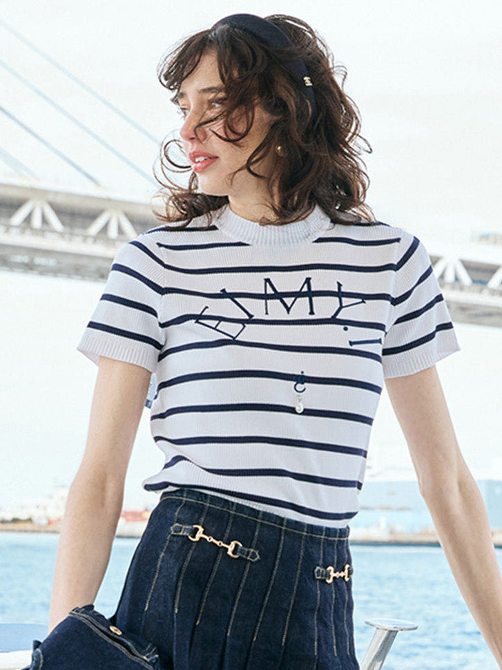 EIMYロゴボーダーニットプルオーバー