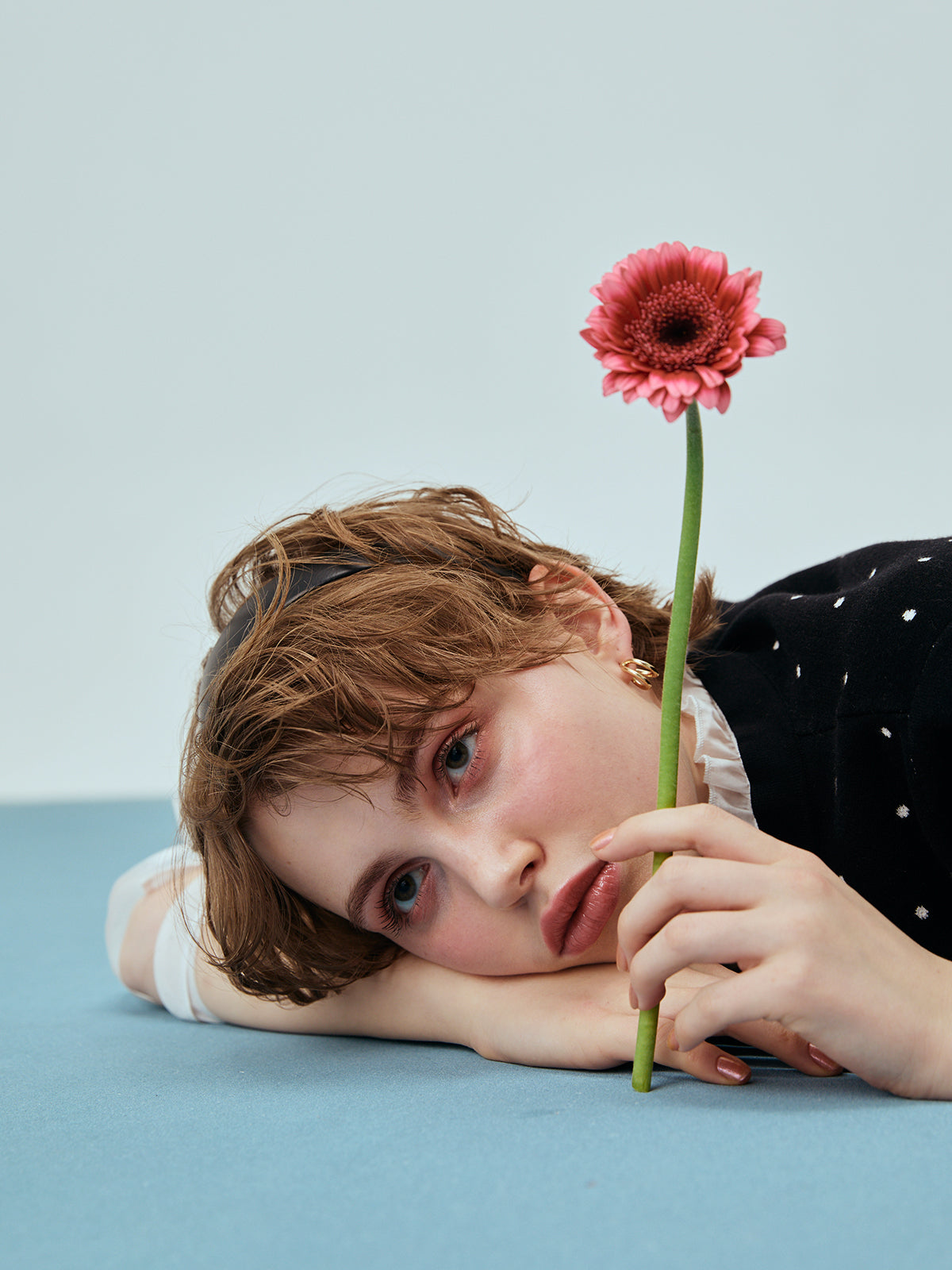 DOT Attachedcollarハーフスリーブカーディガン