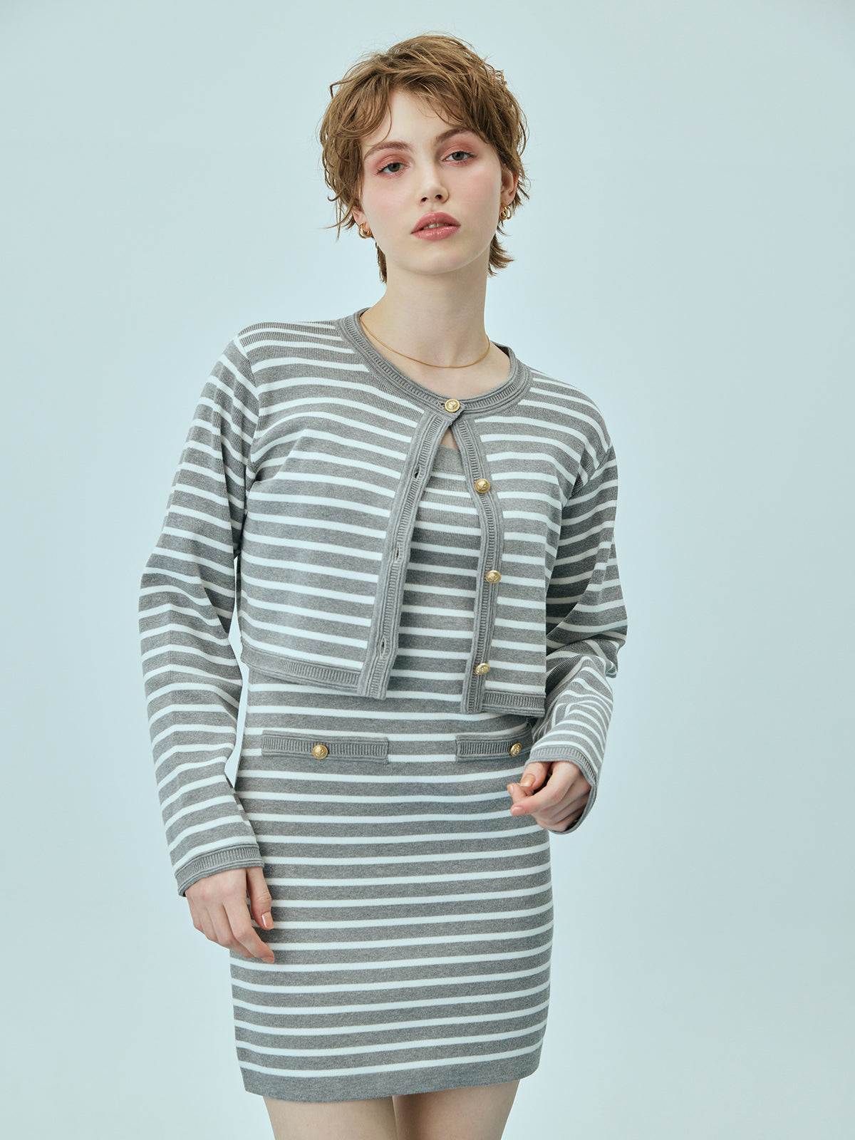 マリンボーダーニットセットワンピース