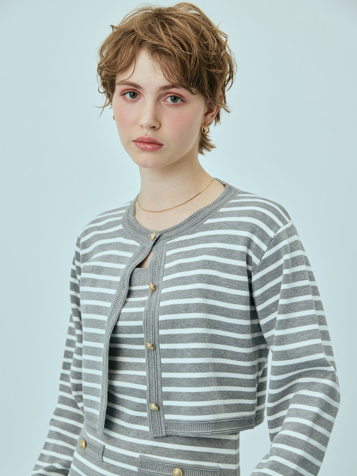 マリンボーダーニットセットワンピース