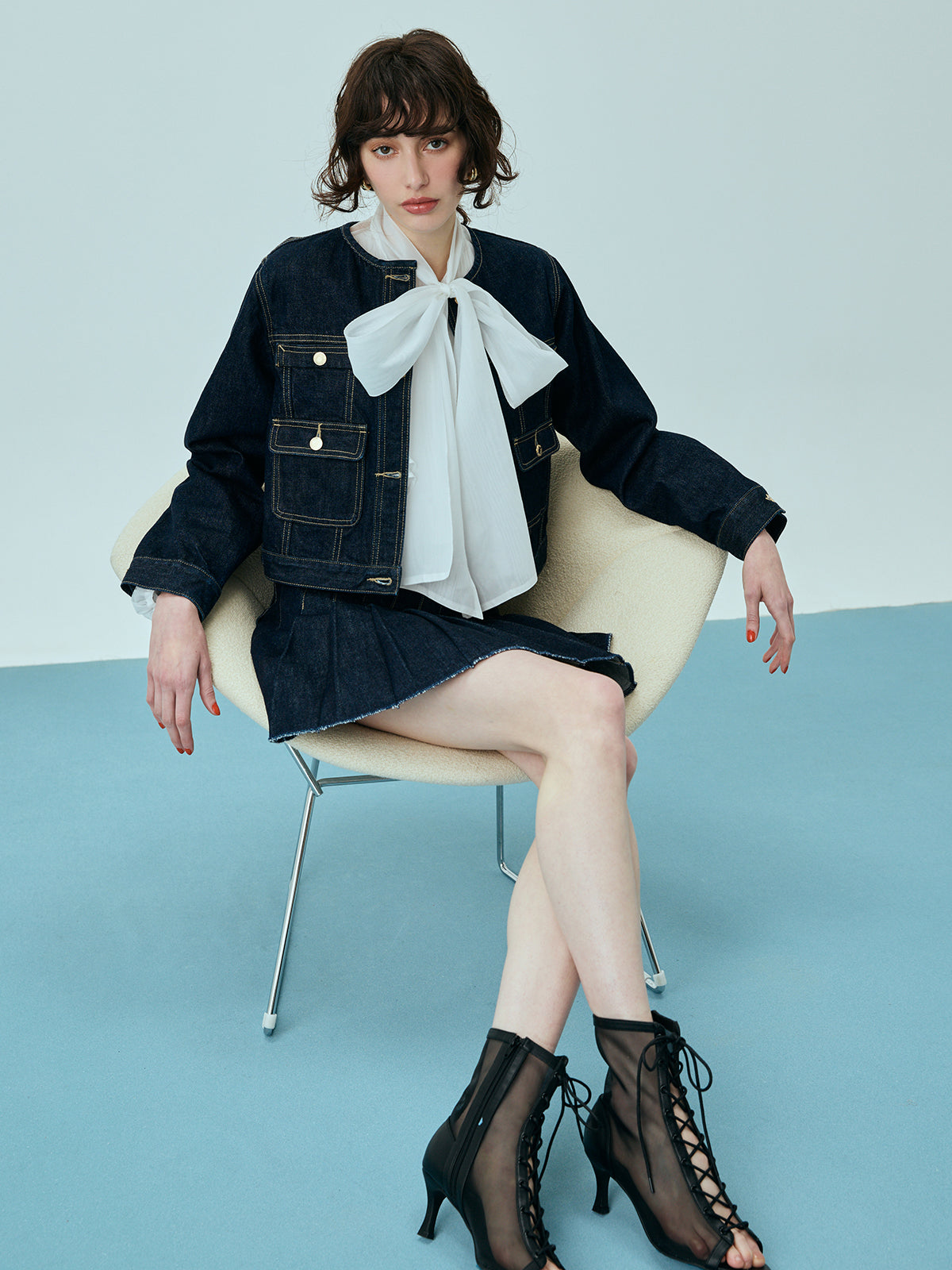 ビットプリーツデニムスカート