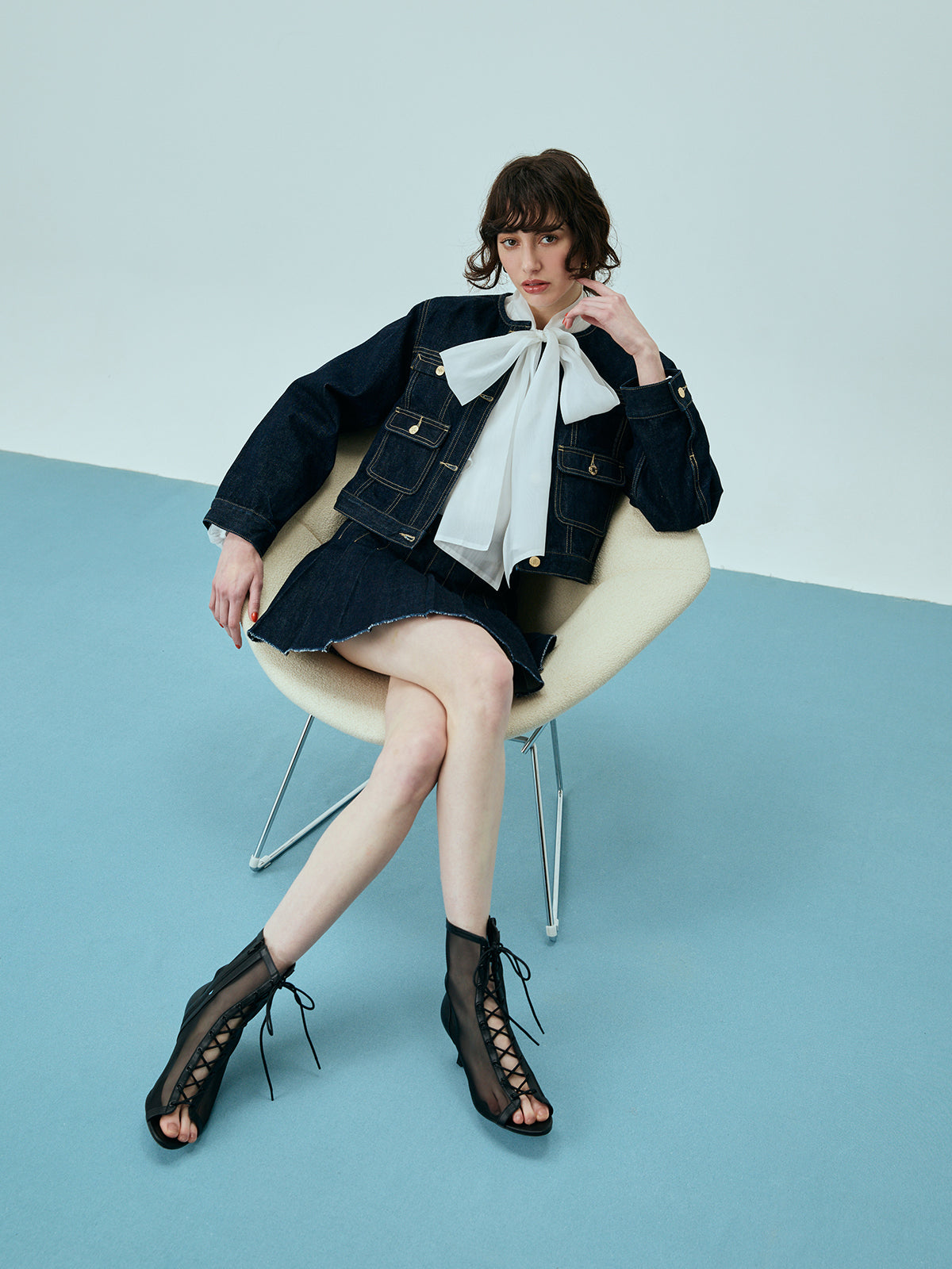 ビットプリーツデニムスカート