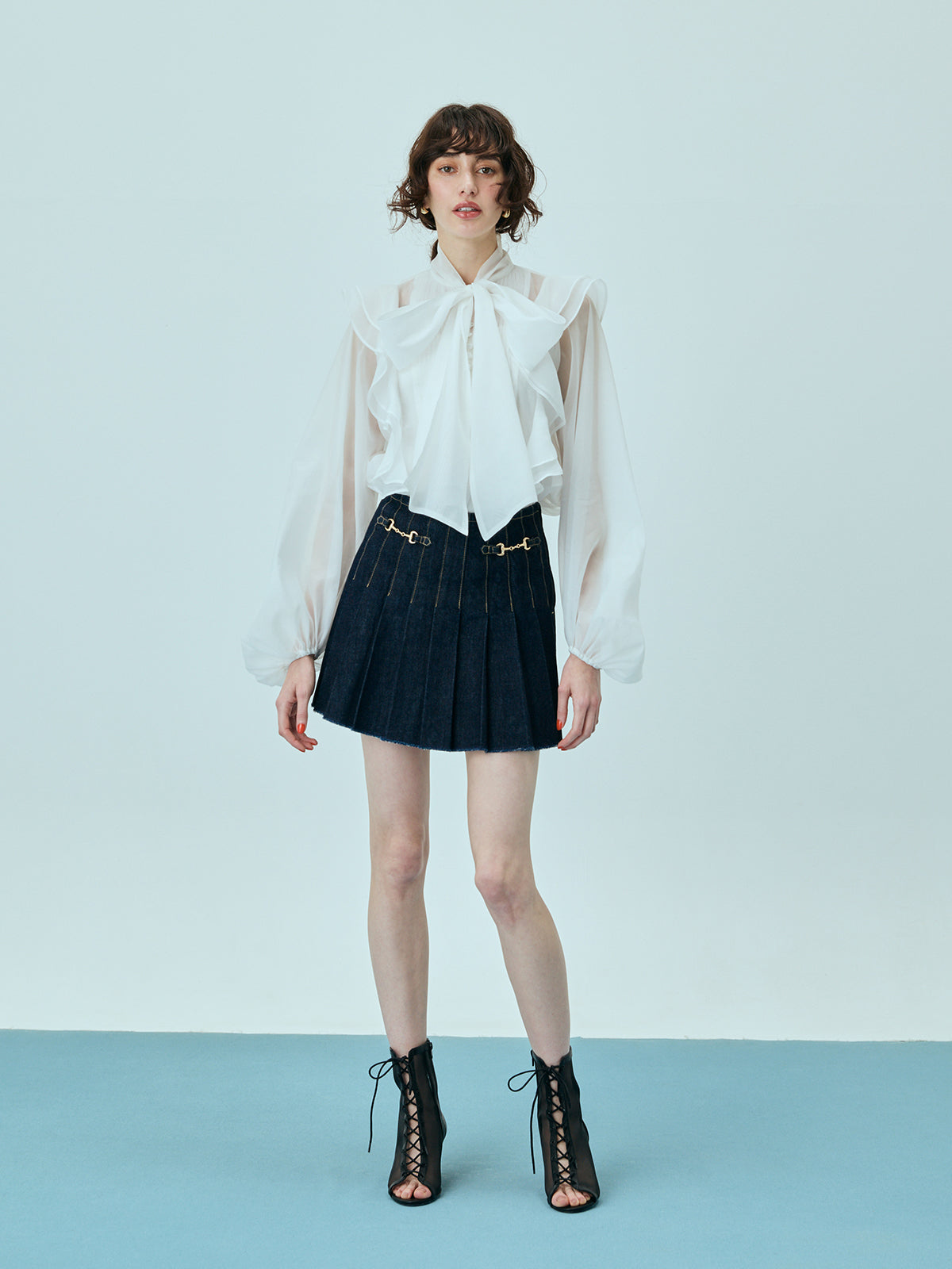 ビットプリーツデニムスカート