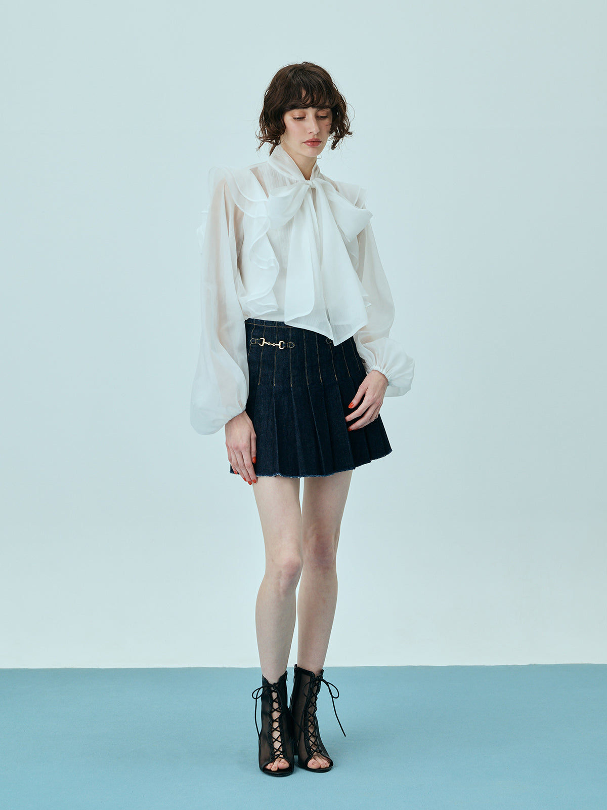 ビットプリーツデニムスカート