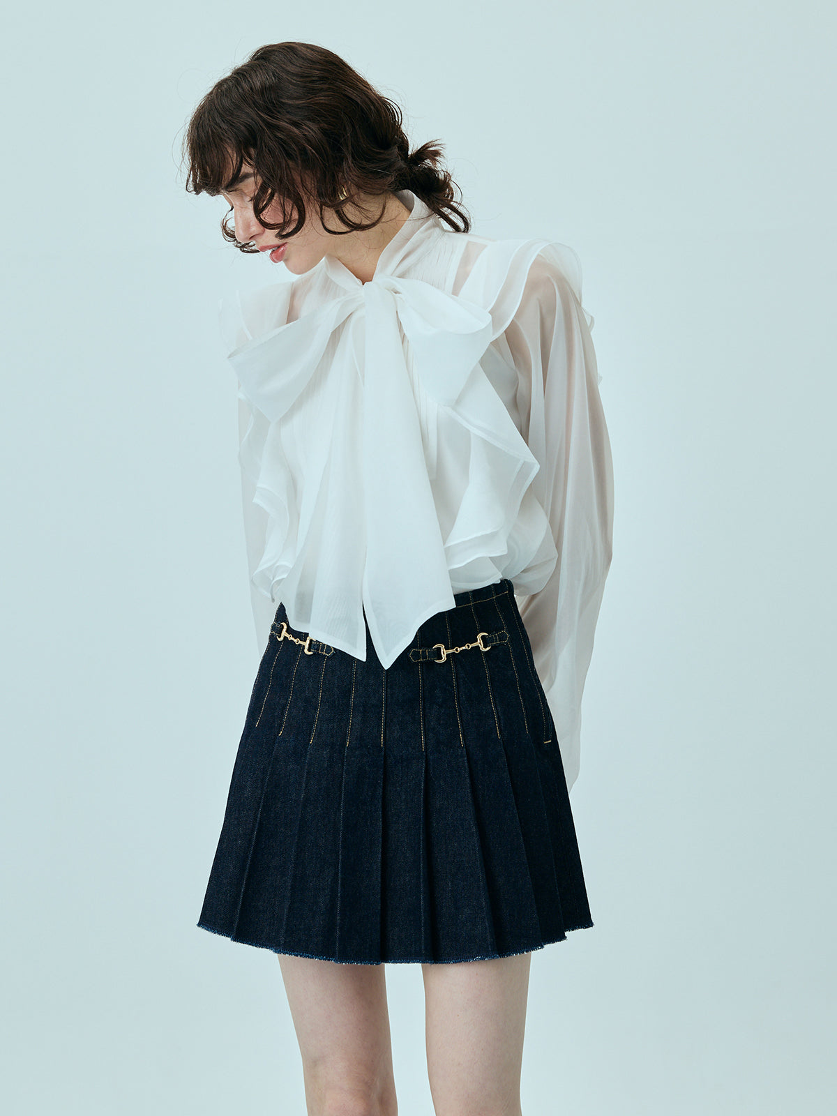ビットプリーツデニムスカート