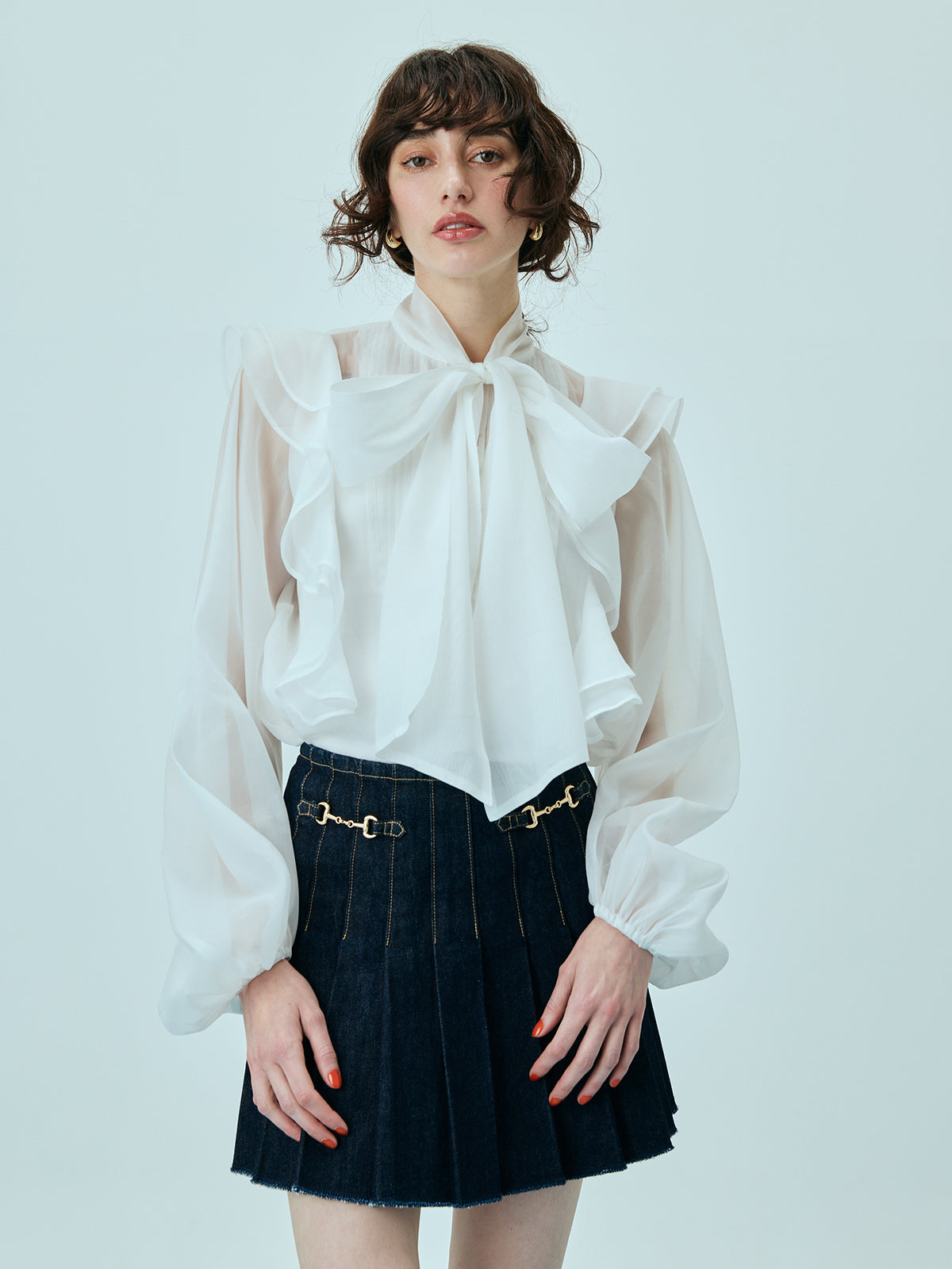 ビットプリーツデニムスカート