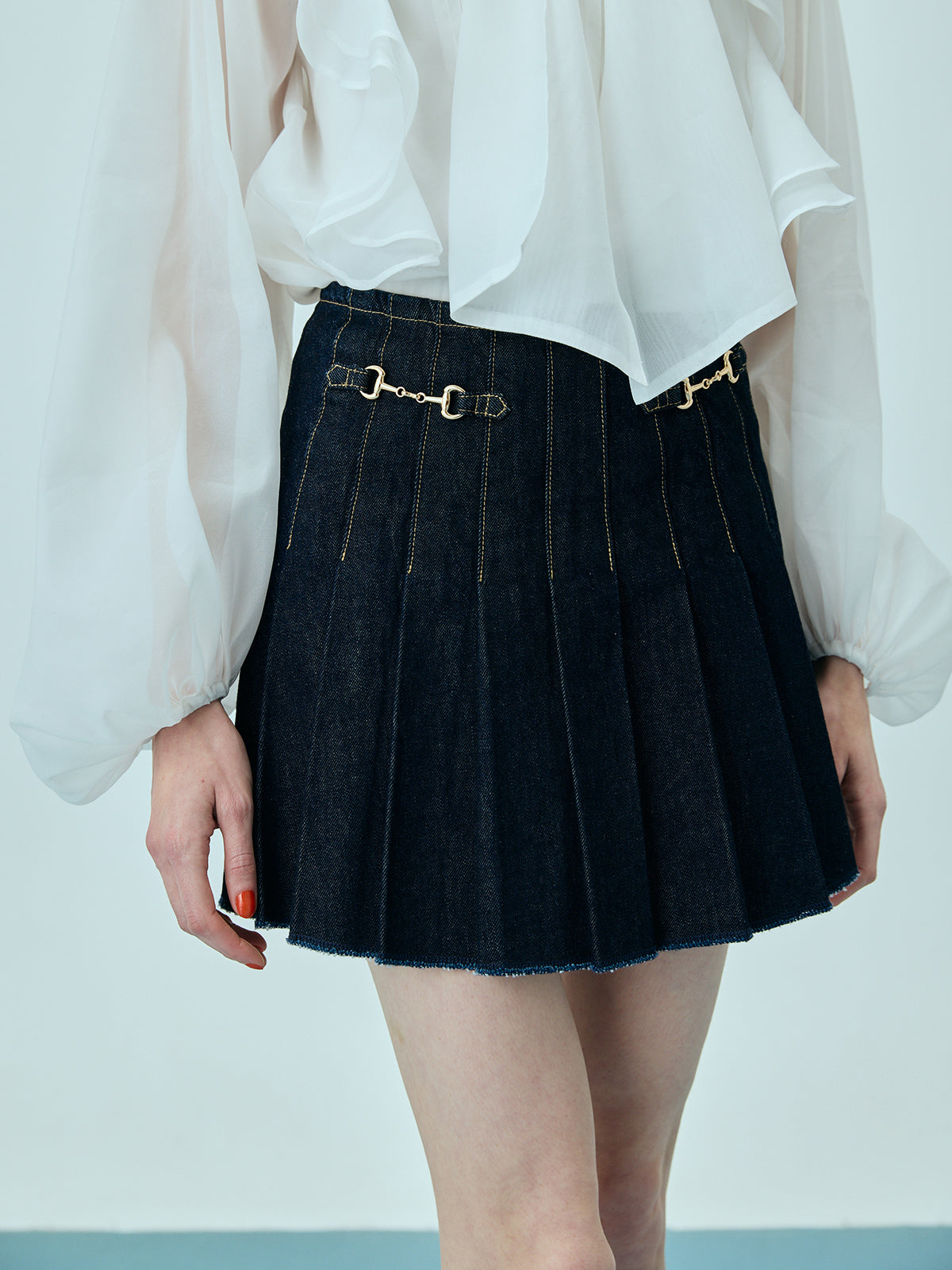 ビットプリーツデニムスカート