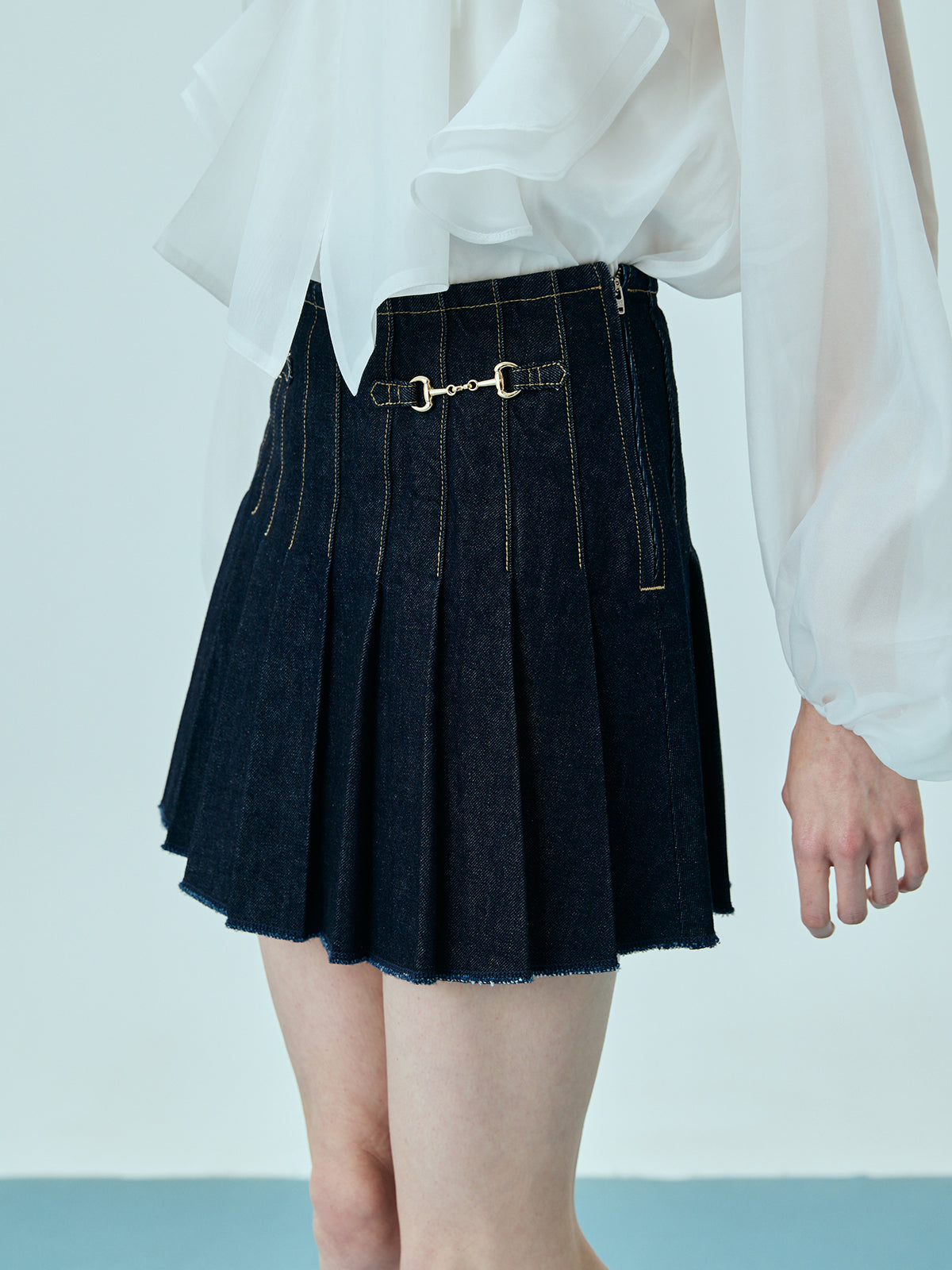 ビットプリーツデニムスカート