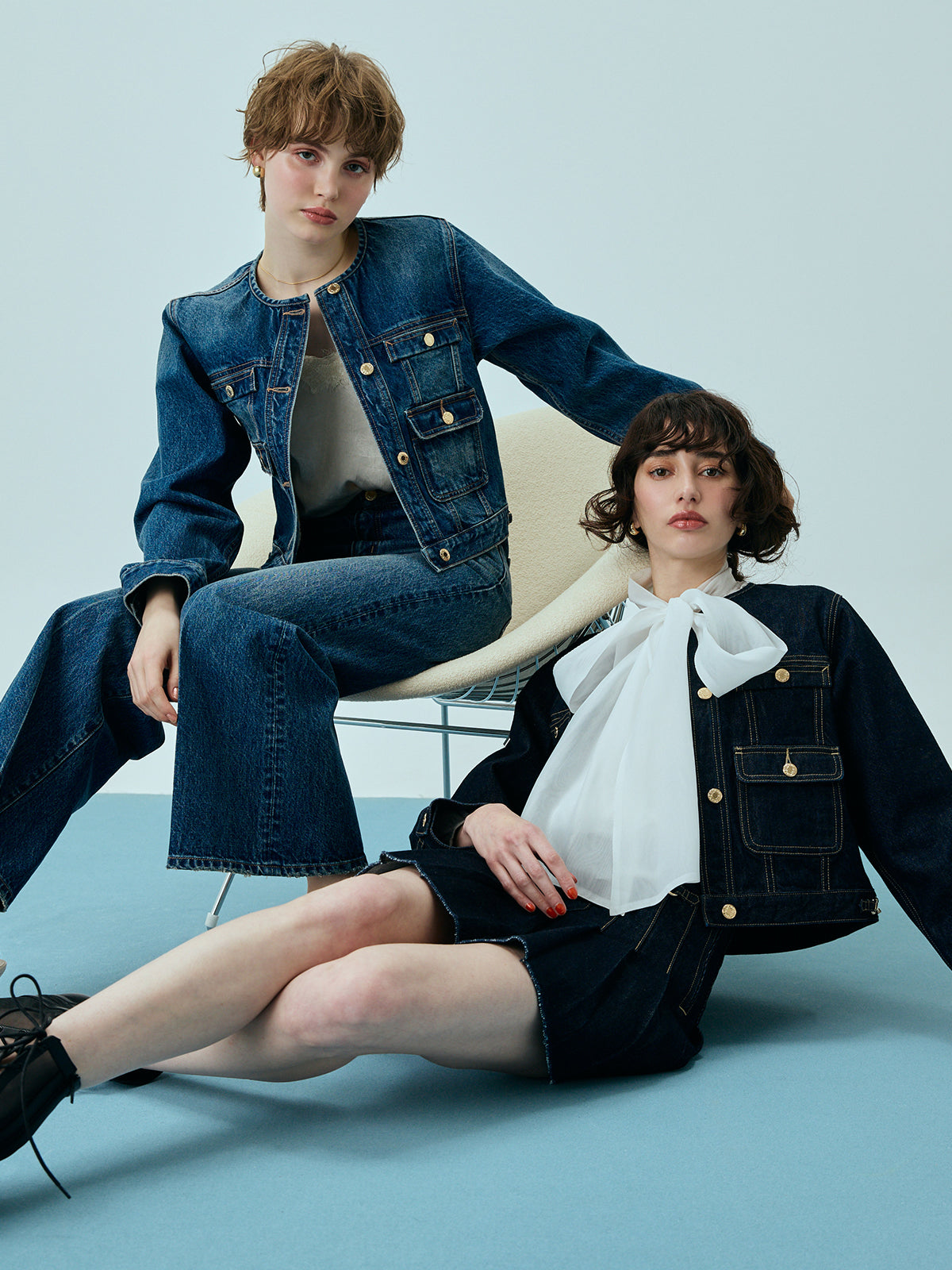 ビットプリーツデニムスカート