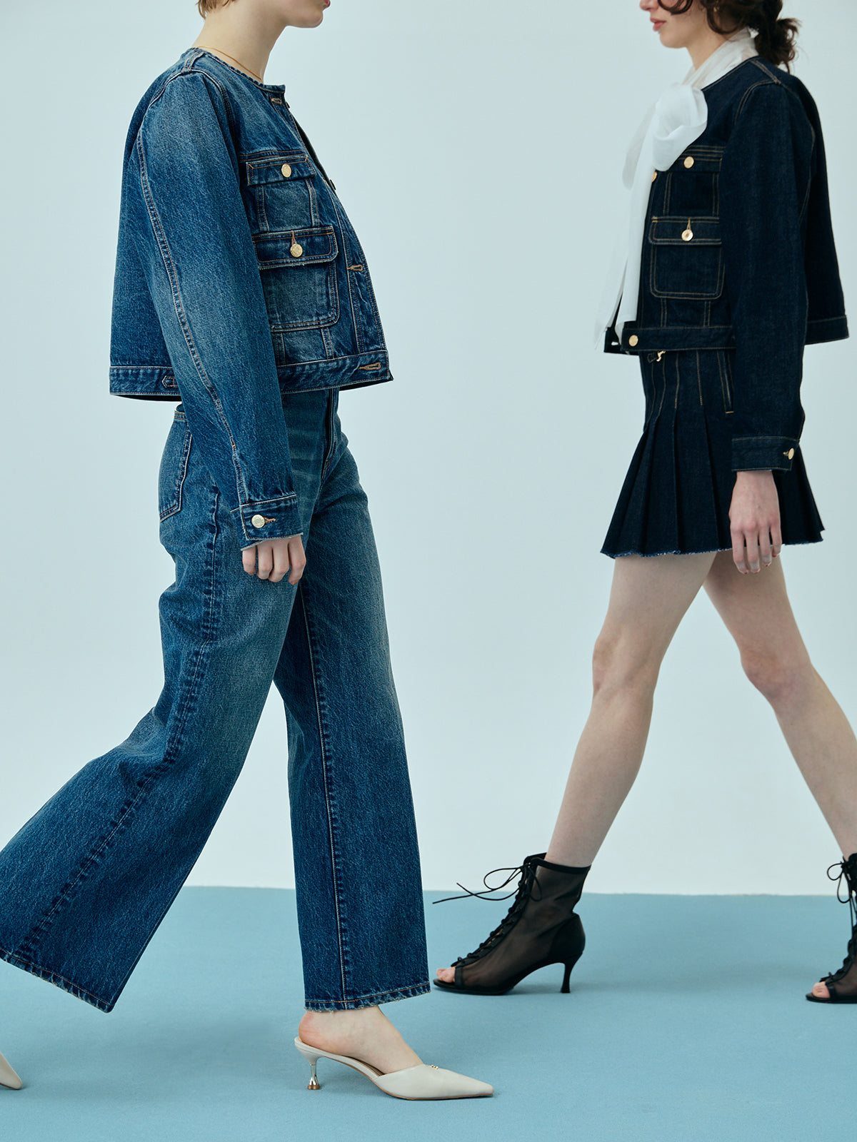 ビットプリーツデニムスカート