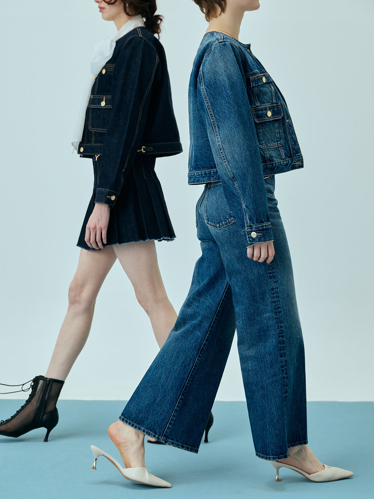 ビットプリーツデニムスカート