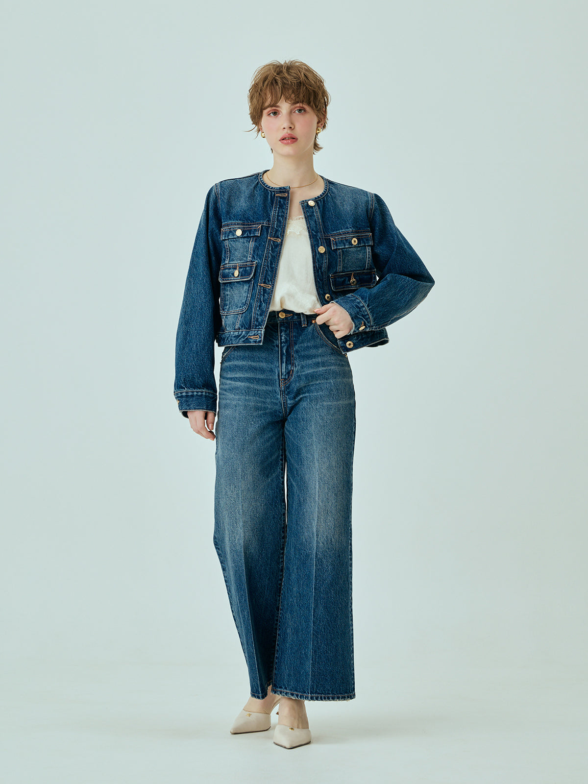 ビットデニムパンツ