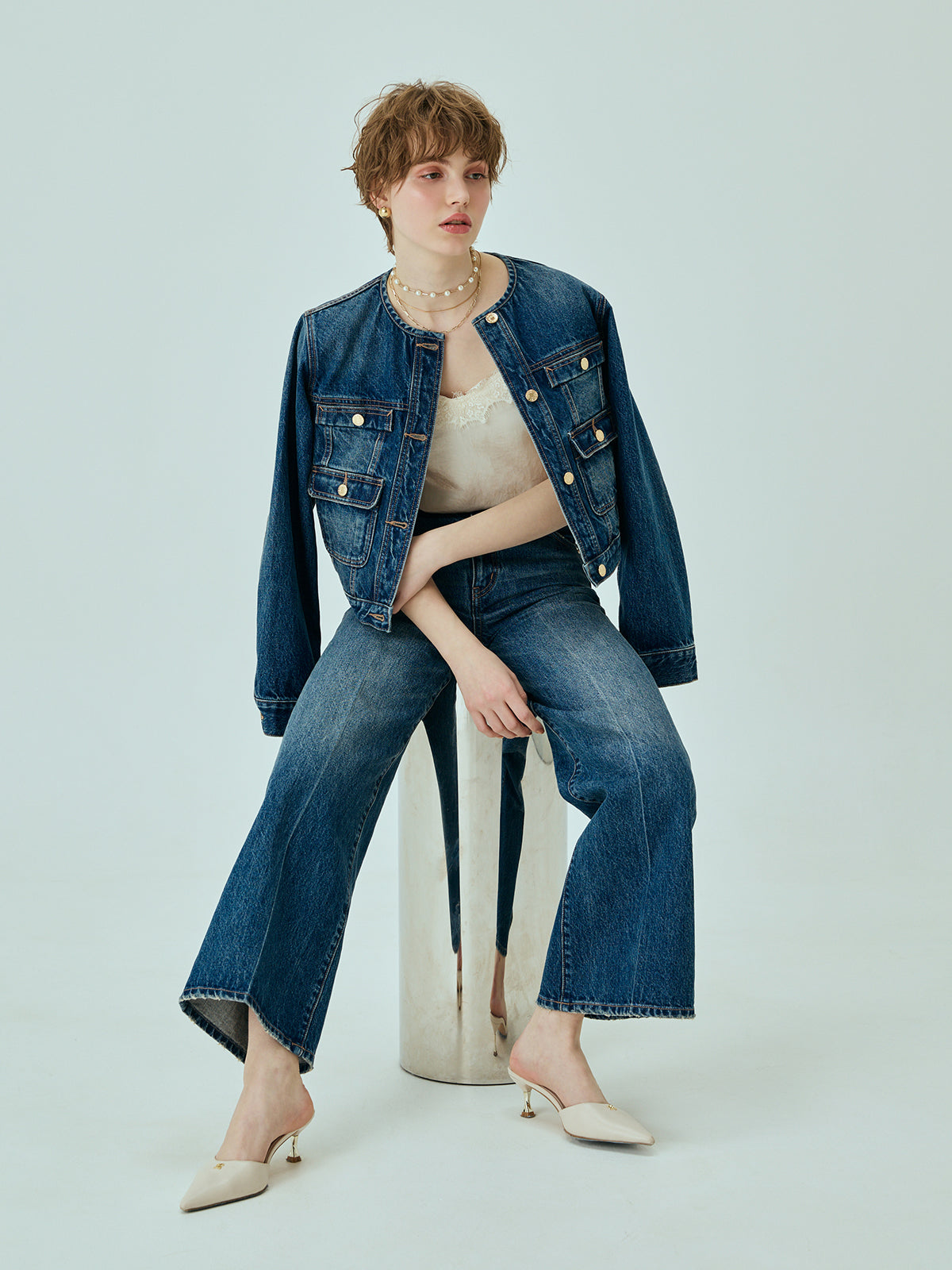 ビットデニムパンツ