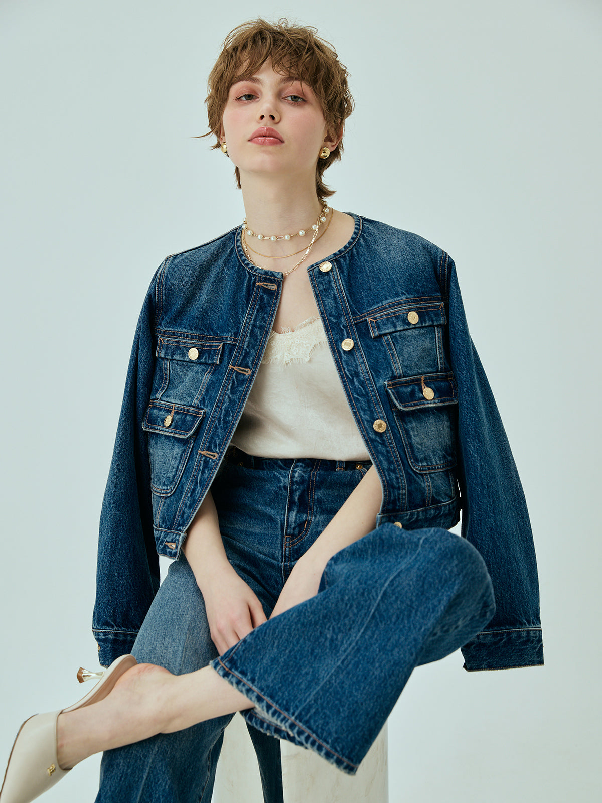 ビットデニムパンツ